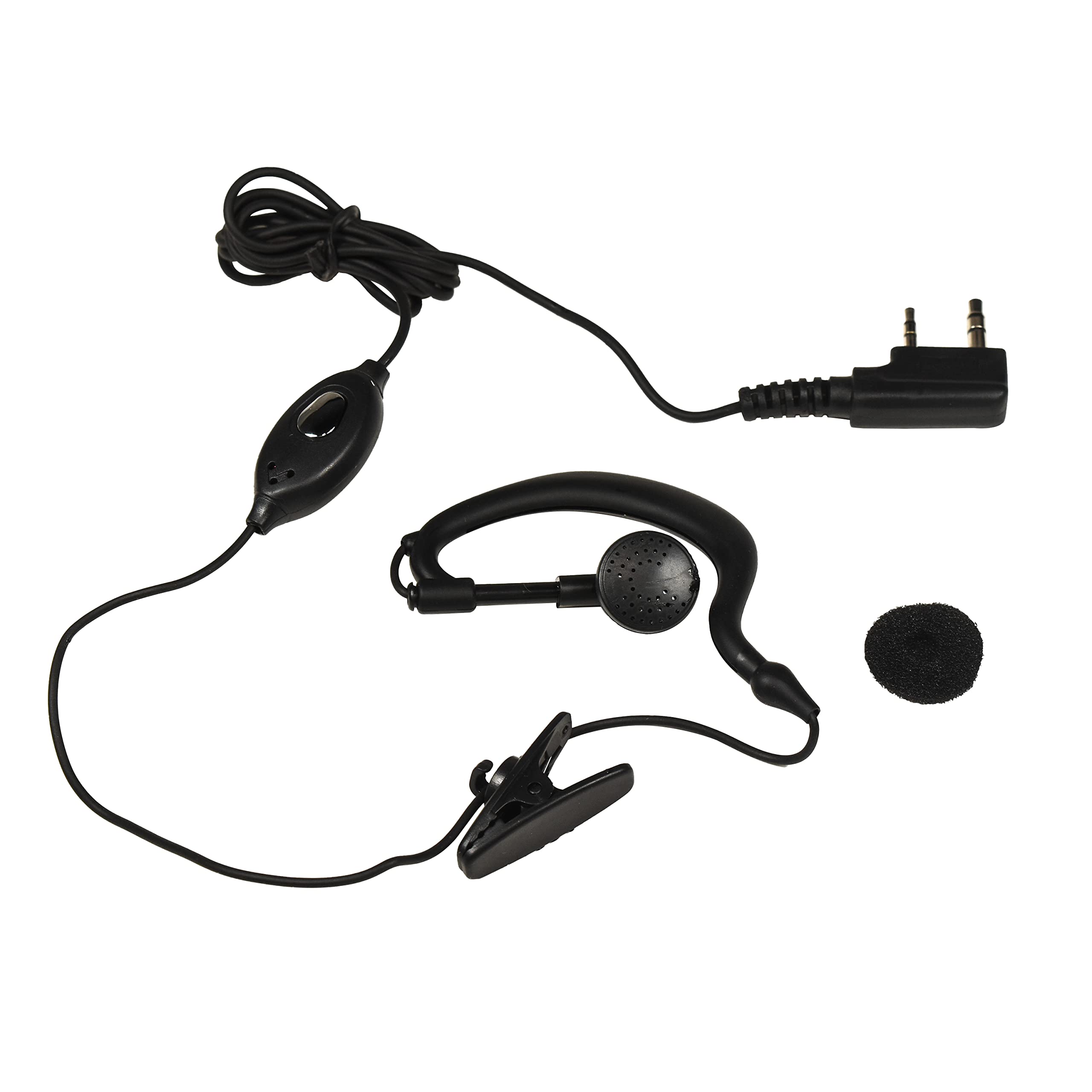 HQRP G-Shape 2-Pin Earpiece Headset with PTT Mic for Kenwood TK-3360 TK-3400 TK-3402 TK-5220 Radios - Hands-Free Communication for Security, Construction & Outdoor Work