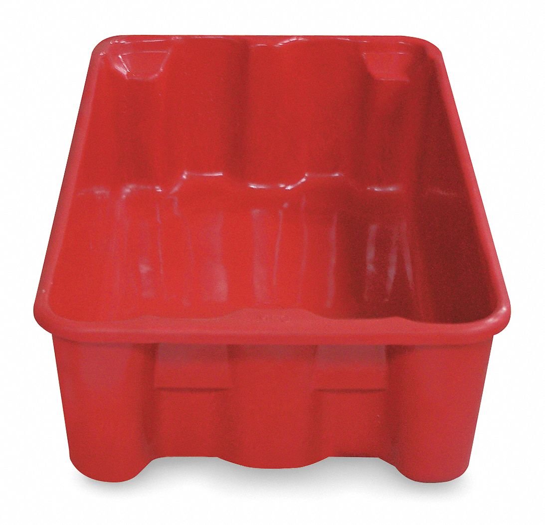 Heavy-Duty Stackable & Nestable Red Plastic Storage Containers - Ideal for Home, Office, and Warehouse Organization