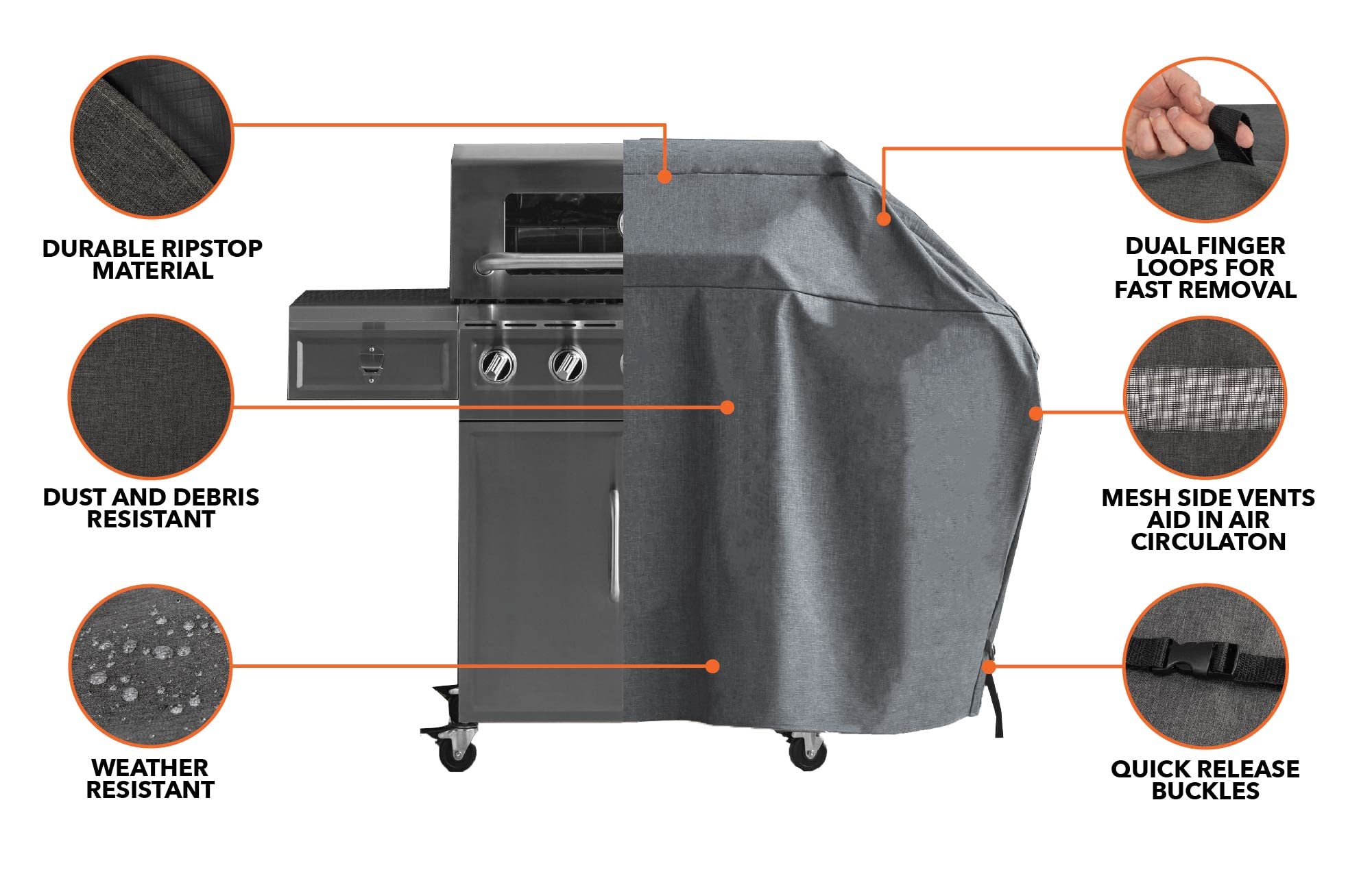 Premium 68-inch Heavy-Duty Grill Cover for 5-6 Burner Gas Grills (68