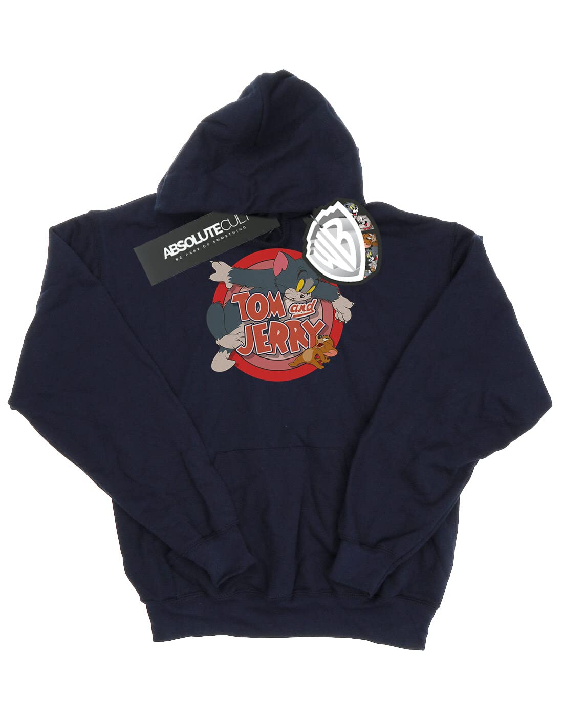 TOM and JERRY Girls Classic Catch Hoodie - Navy Blue Pullover Sweatshirt for Kids Age 5-6 | Cute Cartoon Character Hooded Jacket for School, Playdates & Outdoor Activities