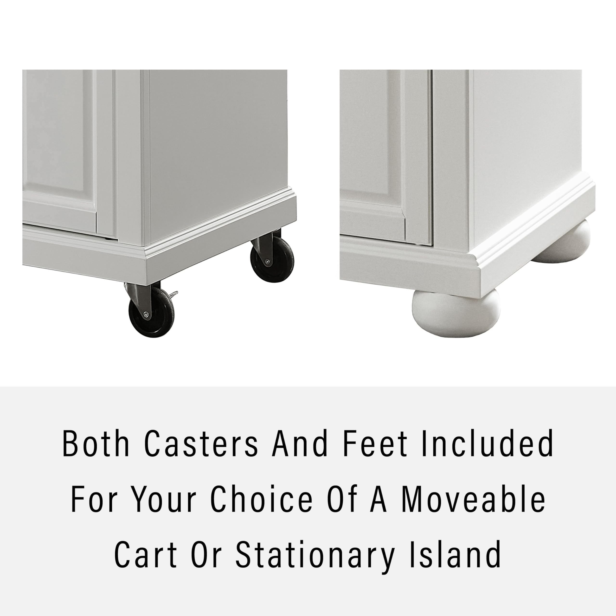 Crosley Alexandria Portable Kitchen Island Cart with Wood Top - White Rolling Microwave Stand for Small Spaces | Perfect for Apartments, Dorms & Compact Kitchens