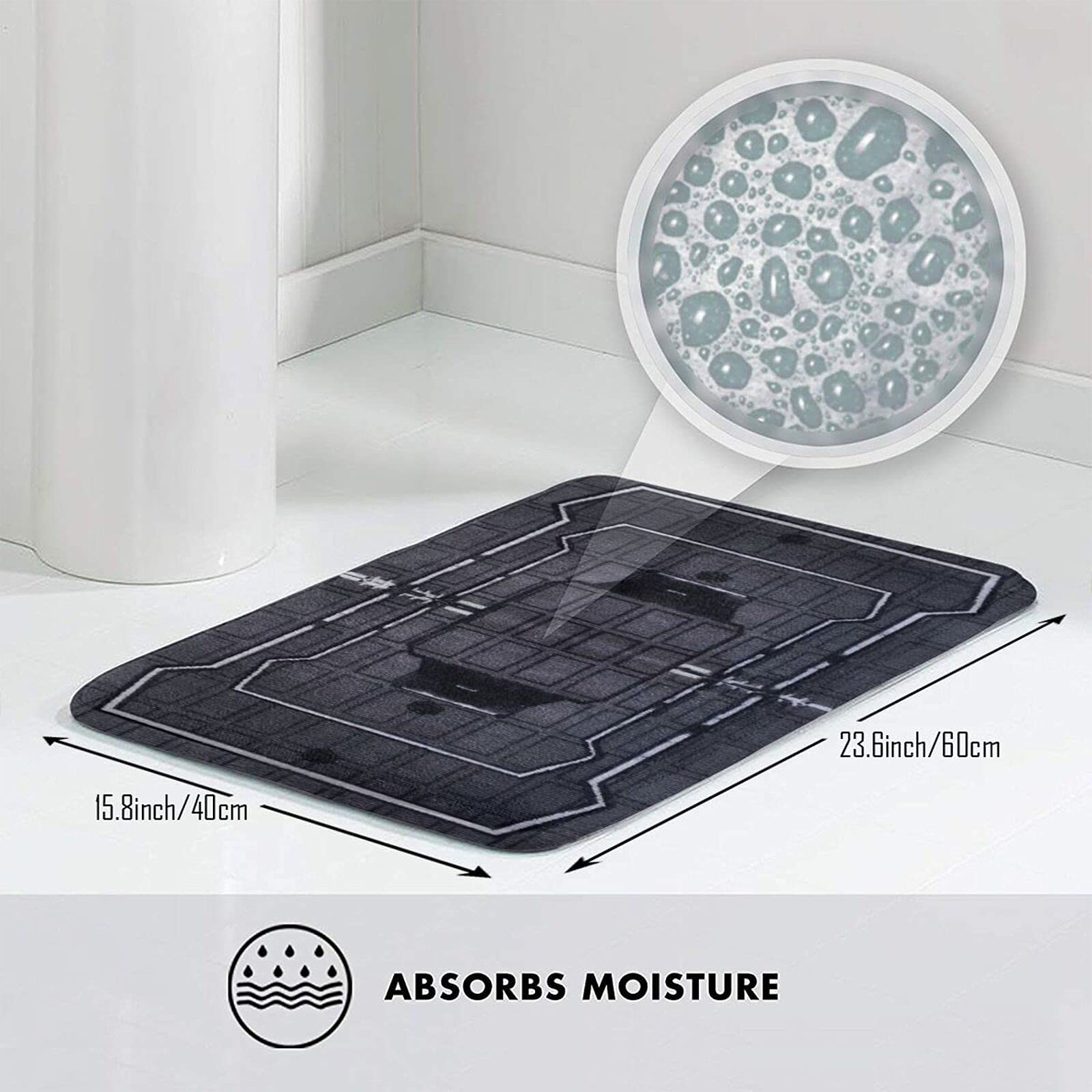 Non-Slip Absorbent Velvet Bath Mat - Soft Frost Welcome Bathroom Rug for Shower, Bath & Entrance - Ultra Plush Indoor Doormat for Bathroom, Kitchen & Bedroom - Machine Washable & Quick Dry (One Size)