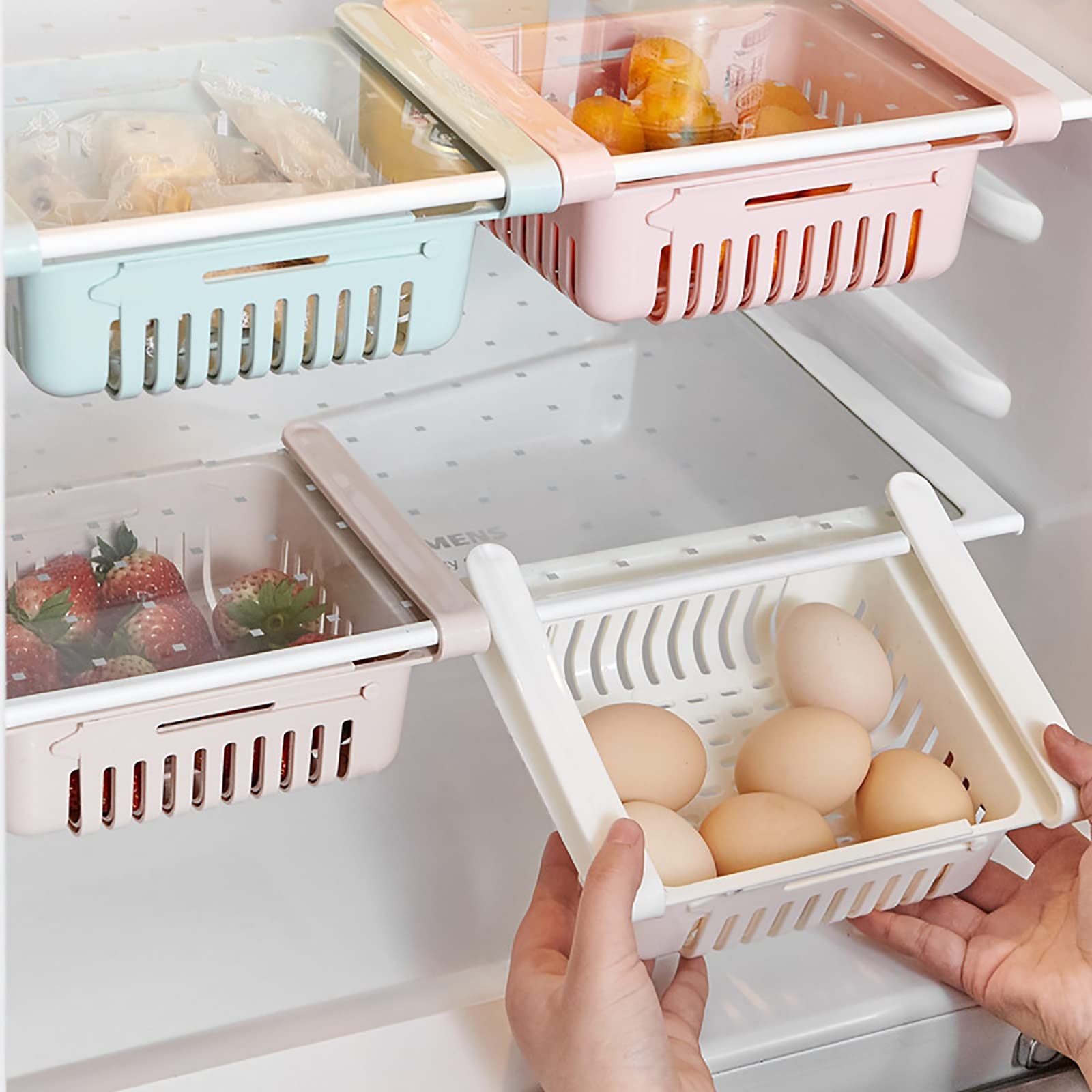Retractable Refrigerator Storage Box - Blue for Kitchen & Home Organization