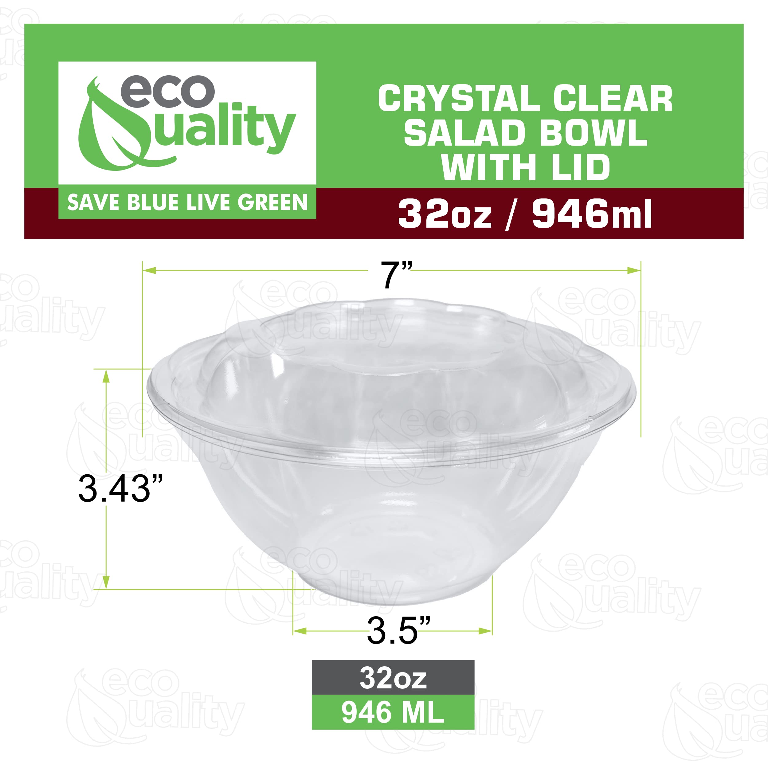 [600 Pack] 32oz Clear Plastic Salad Bowls with Lids - Disposable Airtight Food Containers for Meal Prep, Lunch, Salads, Fruits, Parfait | Leakproof & Fresh-Keeping | Perfect for Office Lunch, Picnics, Catering & Takeout