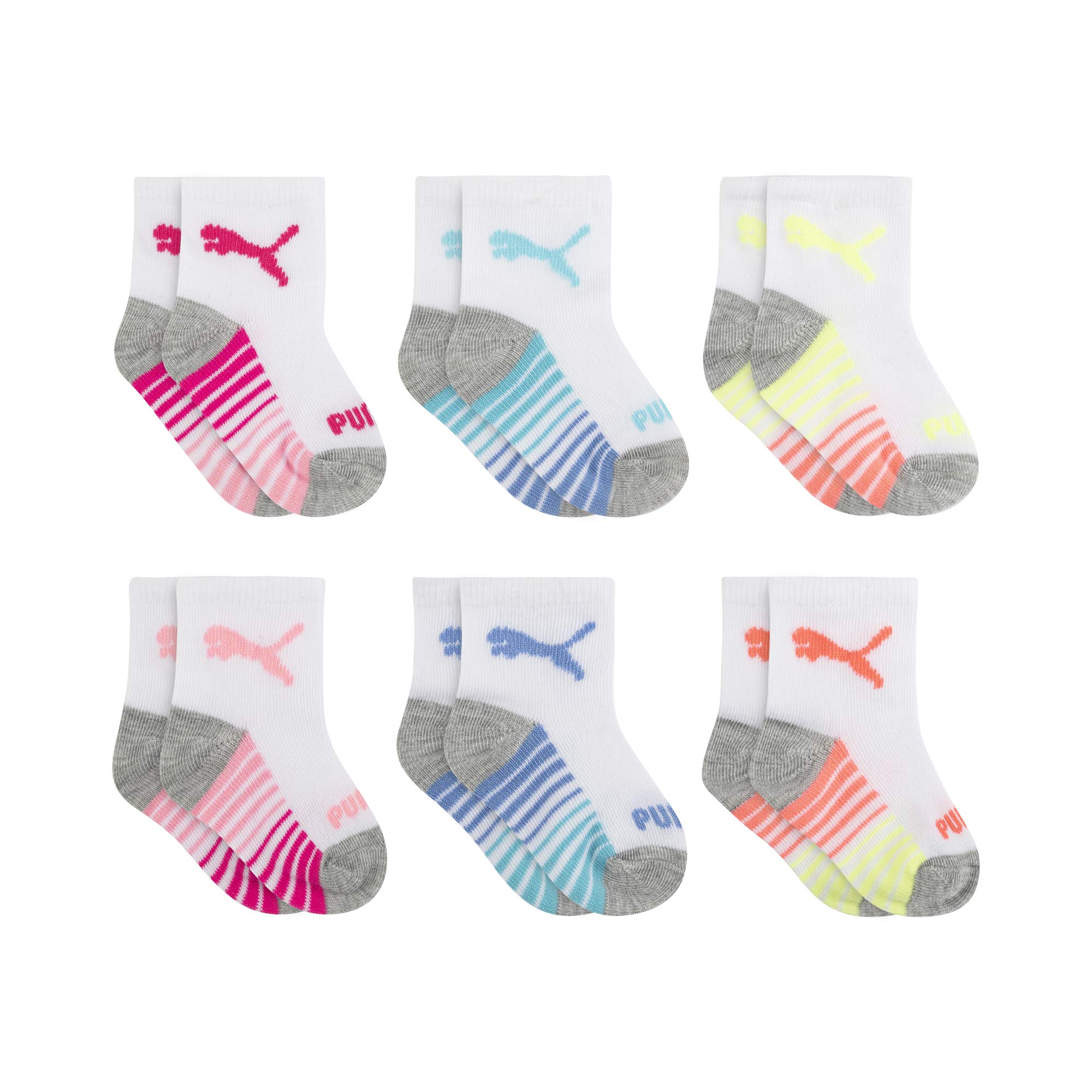 PUMA Baby Boys' 6-Pack Soft Cotton Ankle Socks - Non-Slip, Breathable for Newborns & Toddlers - Perfect for Everyday Wear, Playtime & Nursery