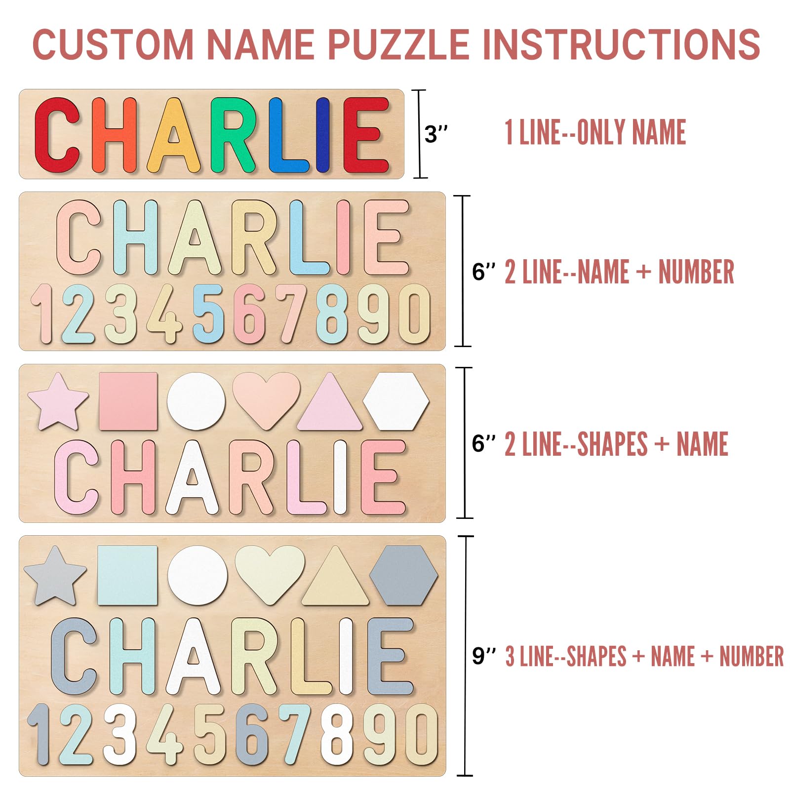 Custom Name Puzzle for Toddlers 1-3 Years - Personalized Wooden Learning Toy with Engraved Text | Easter Basket Stuffers, 1st Birthday Gift for Boys & Girls | Educational Baby Toy for Name Recognition & Early Learning - Perfect for Playtime, Nursery Decor & Holiday Gifting
