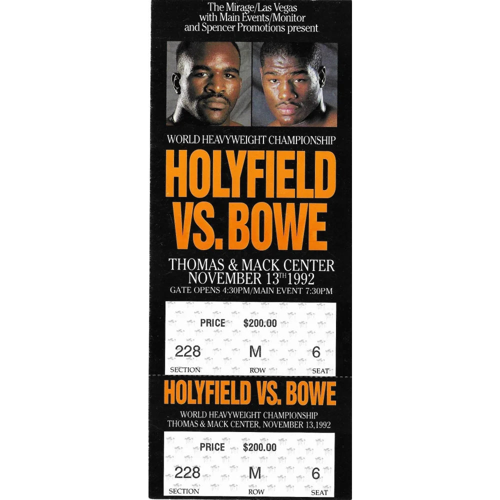 Authentic Evander Holyfield vs. Riddick Bowe Boxing Fight Ticket - November 13, 1992 Collectible Memorabilia - Perfect for Sports Fans and Boxing History Enthusiasts