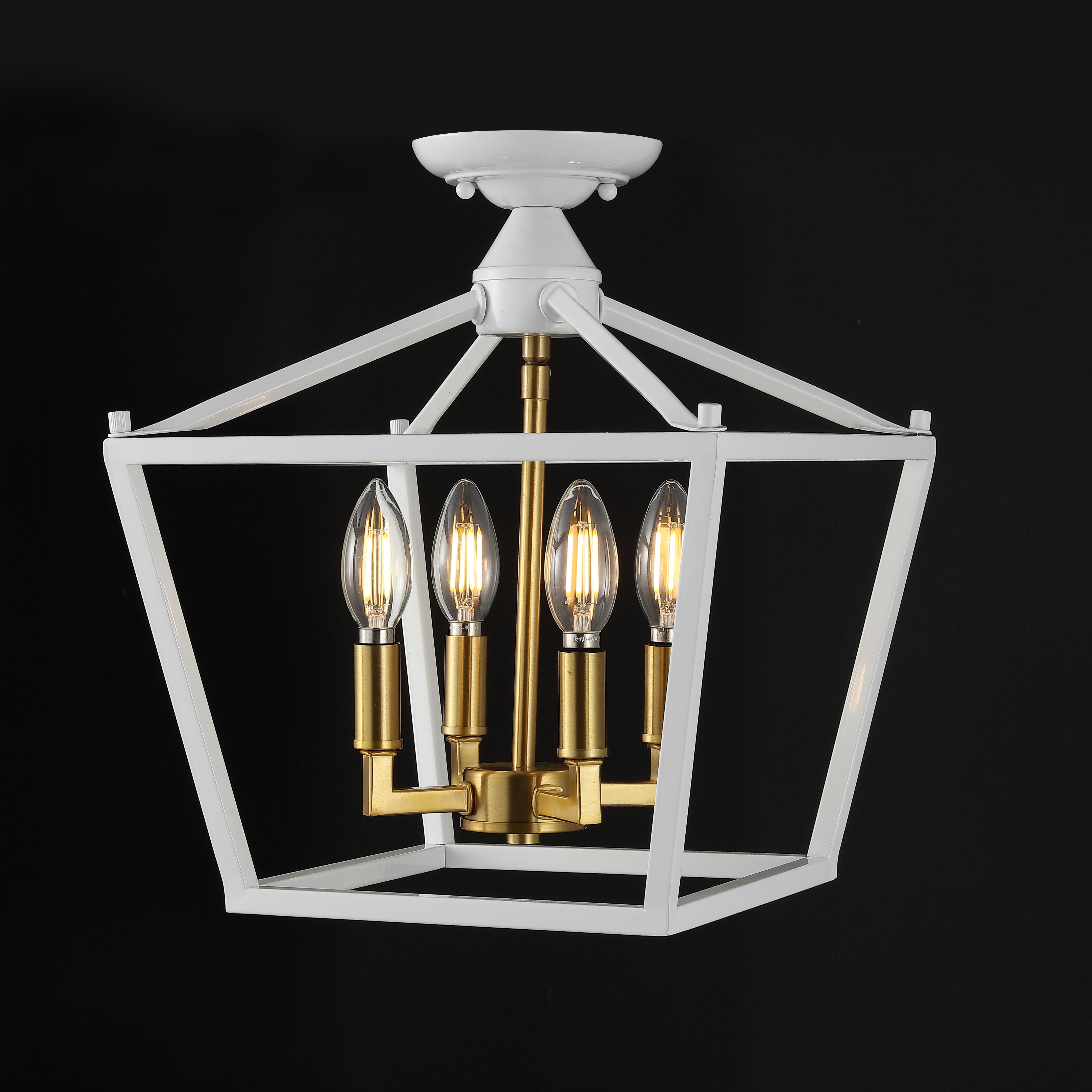 Modern Farmhouse Mini Lantern - 12 Inch Iron LED Flush Mount Ceiling Light for Kitchen, Porch & Entryway | Energy Efficient Lighting Fixture