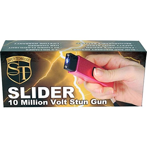 Mini Keychain LED Slider Stun Gun - 10 Million Volts Pink Self Defense Tool for Women - Personal Safety Device for Night Walking, Jogging & Emergency Protection