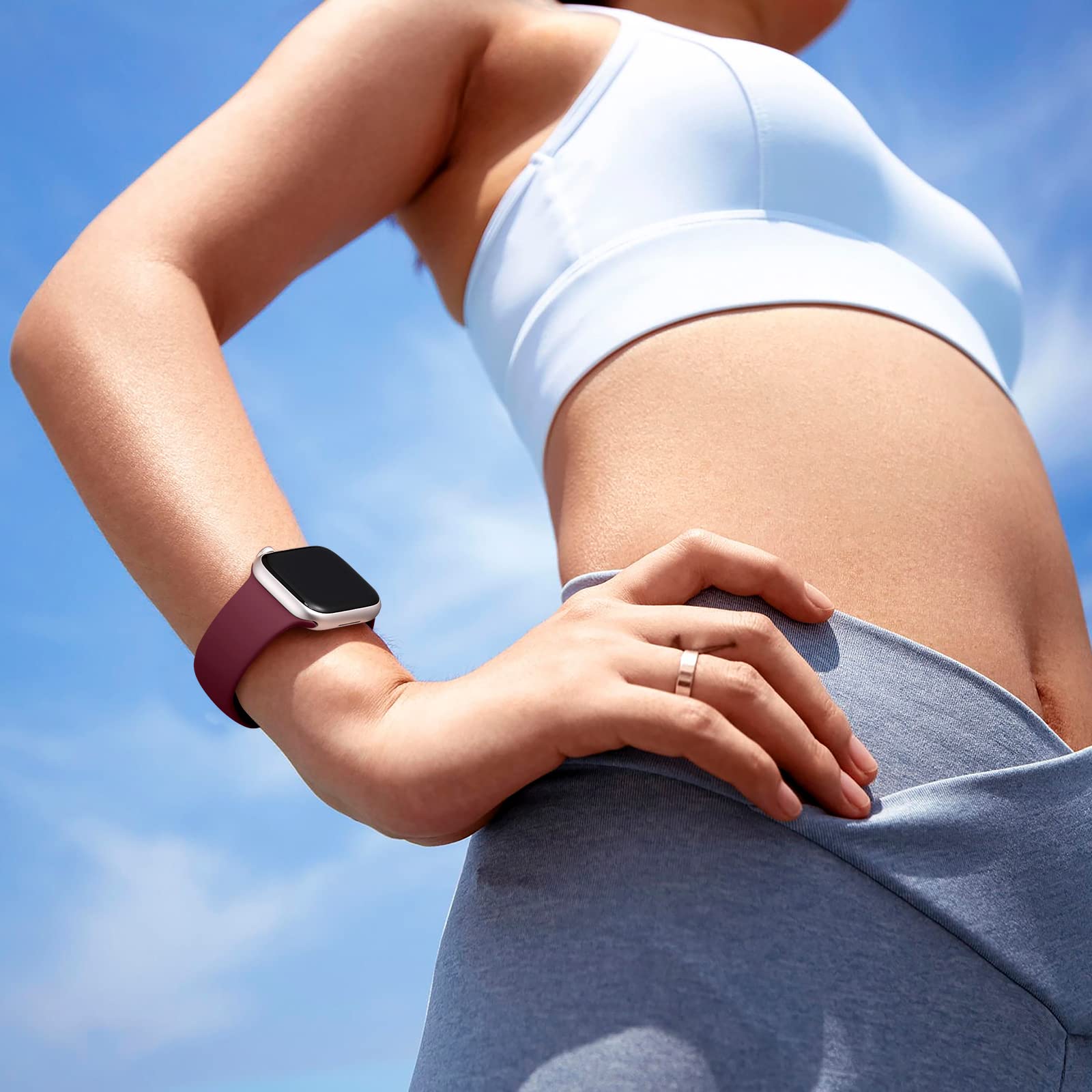 8 Pack Sport Bands Compatible with Apple Watch 38mm 40mm 41mm 42mm 44mm 45mm 46mm 49mm - Soft Silicone Waterproof Strap for Apple Watch Ultra/Ultra 2 & iWatch Series 10-1 SE - Perfect for Running, Swimming, Workouts & Everyday Wear
