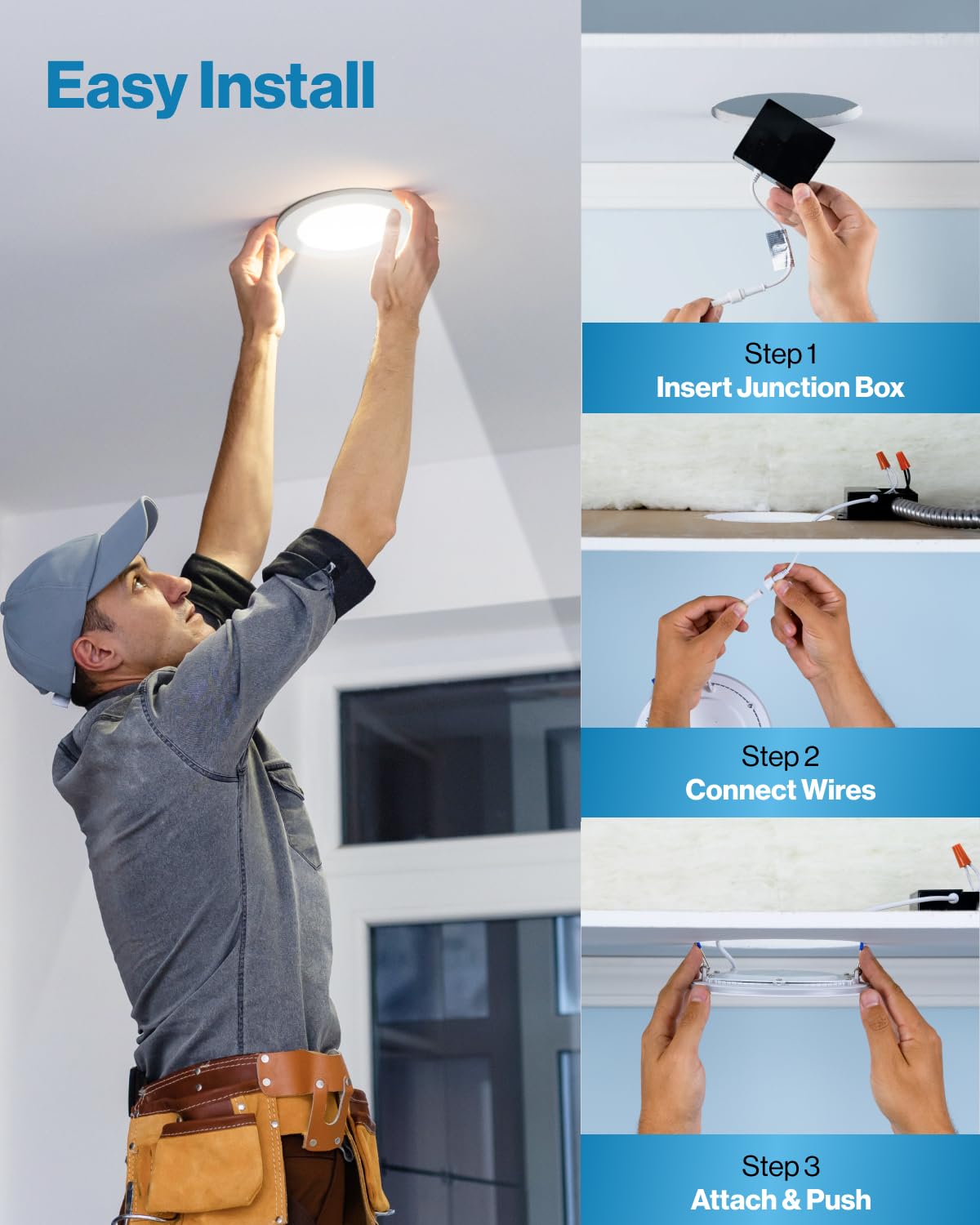 Sunco 4 Pack 6 Inch Ultra Thin LED Recessed Ceiling Lights - 2700K Soft White, Dimmable, 14W=100W, Wafer Thin, Canless with Junction Box - Perfect for Living Room, Bedroom, Kitchen & Office Lighting