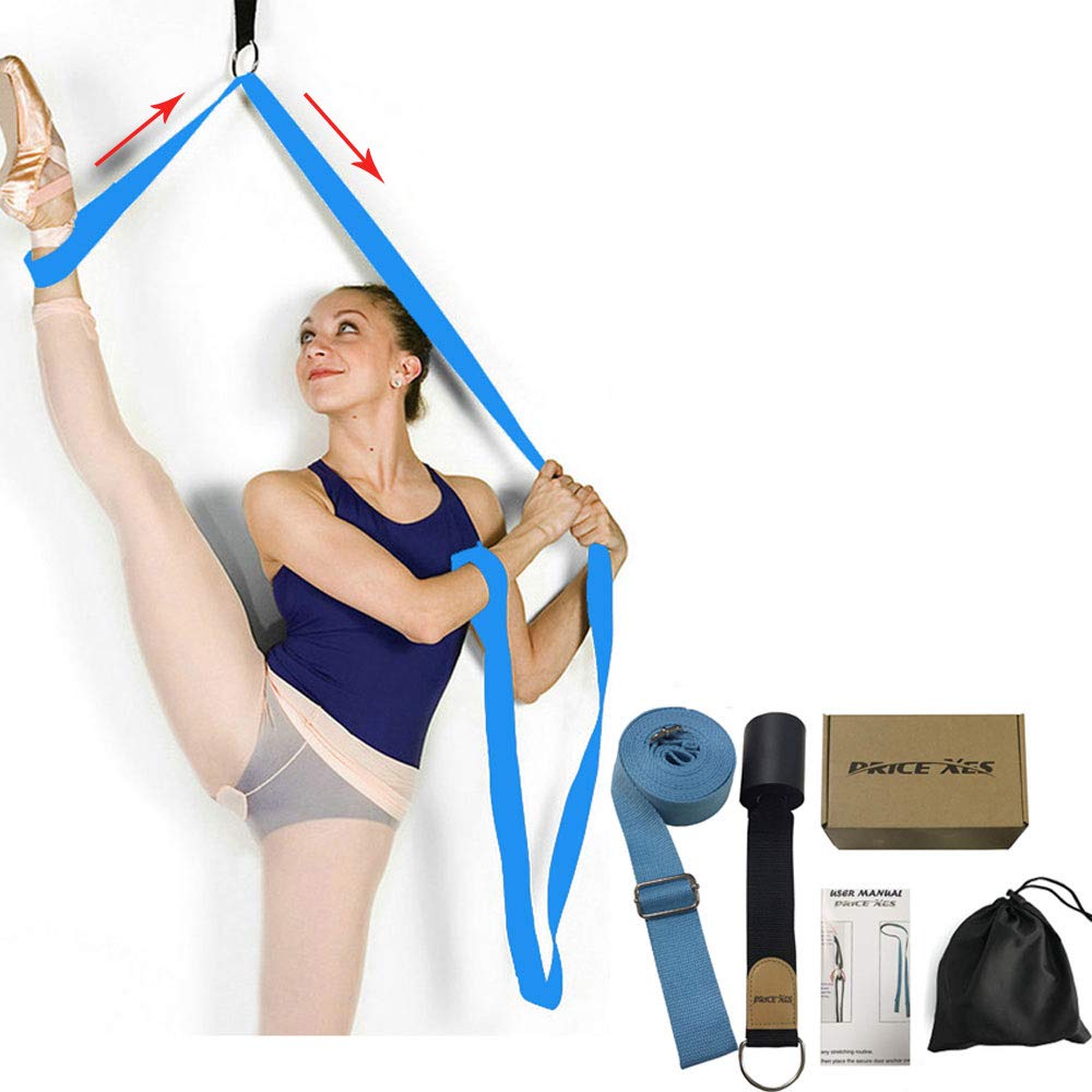 Adjustable Leg Stretch Strap with Door Anchor - Yoga, Ballet, Dance & Gymnastics Training Equipment - Improve Flexibility for Home Workouts & Stretching Exercises