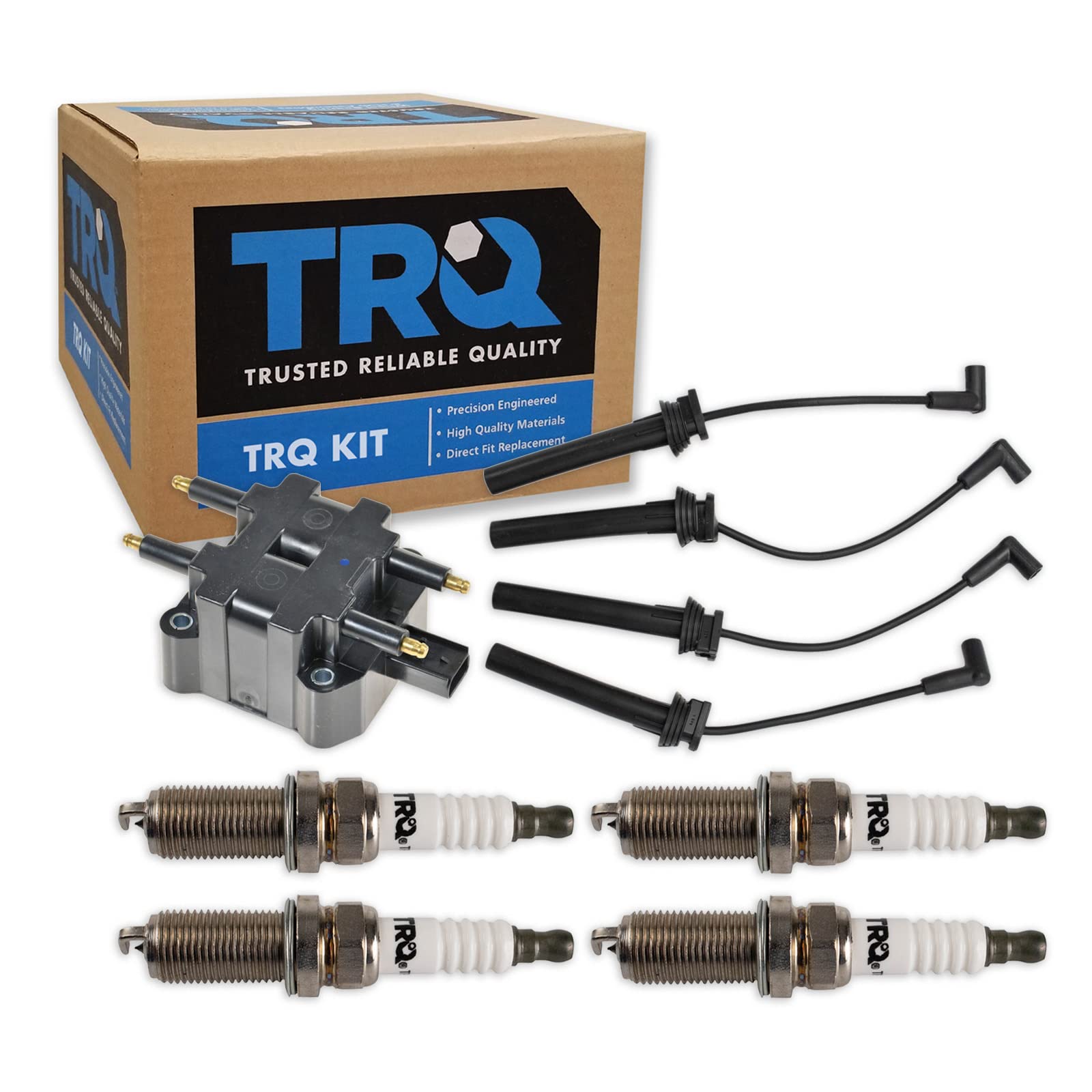 TRQ Ignition Coil & Spark Plug Wire Set - Compatible with 2000 Chrysler Cirrus, 1997-2005 Dodge Neon, 1995-2000 Stratus, 1997-2000 Plymouth Breeze - High Performance Replacement Parts for Smooth Engine Start & Acceleration