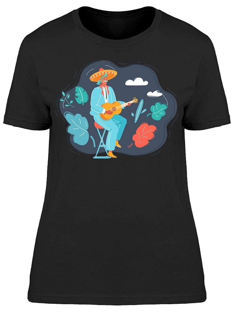 Mexican Guitar Player Graphic T-Shirt for Women - Stylish & Comfortable Casual Wear for Music Lovers & Festival Goers