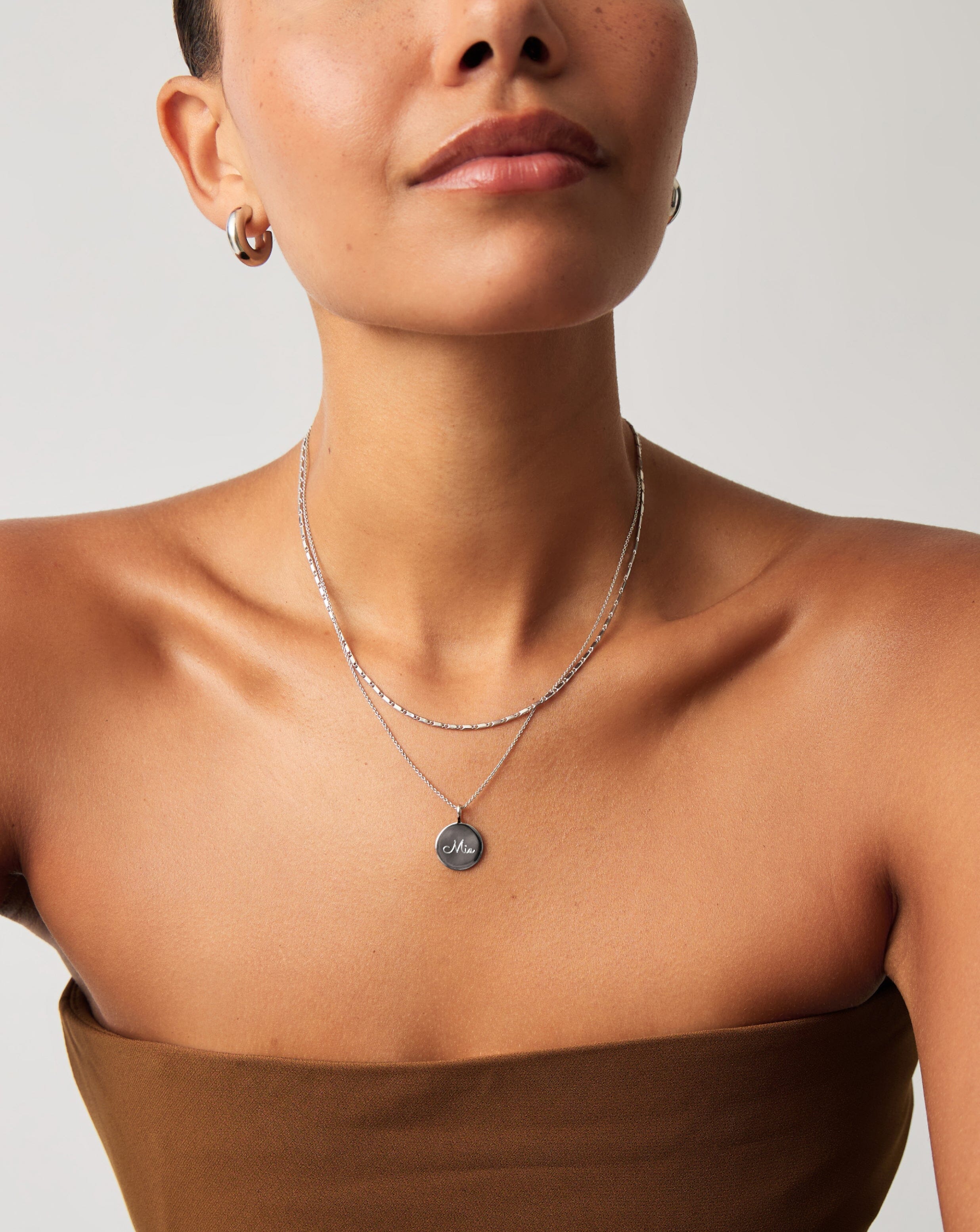 Personalized Engravable Round Necklace - 925 Sterling Silver Pendant for Women & Men | Perfect for Anniversaries, Birthdays & Gifts