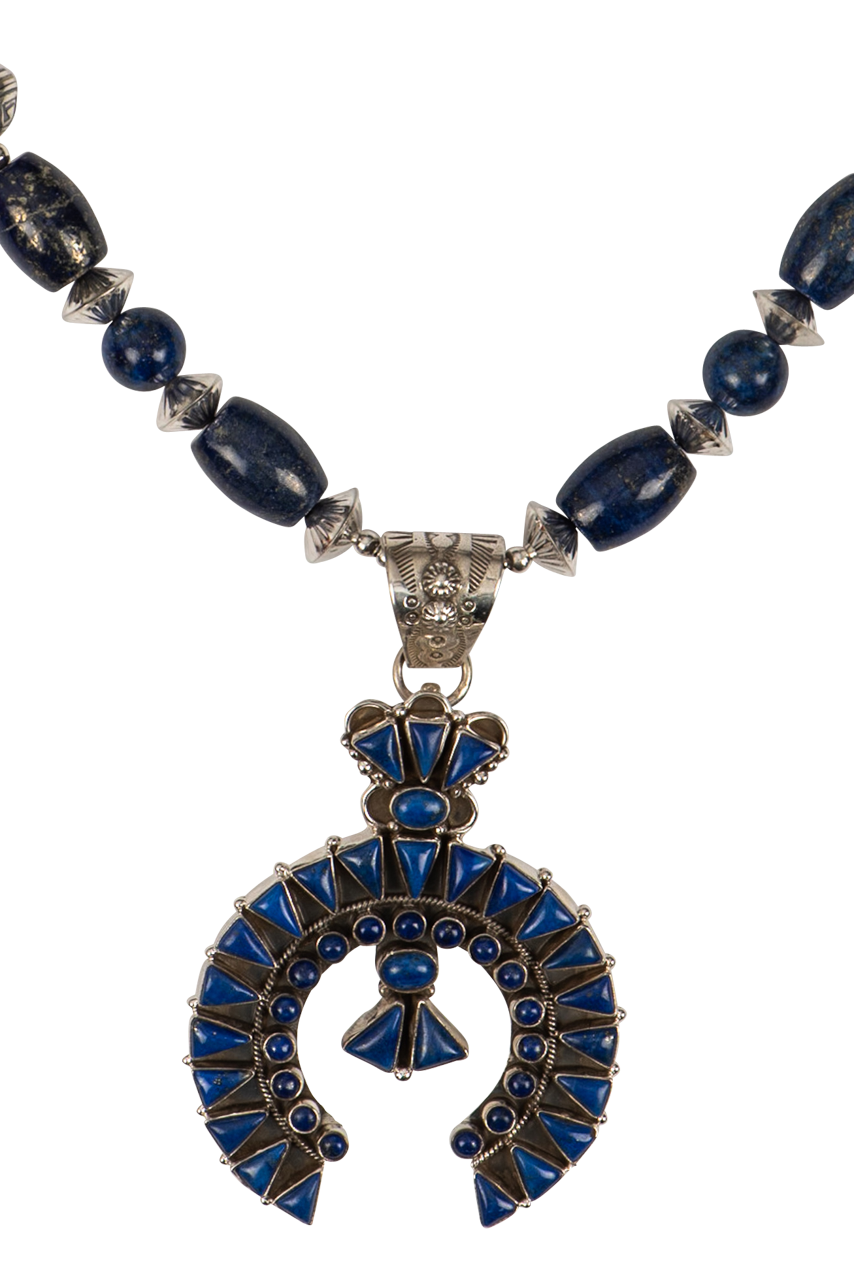 Sweet Tea Jewelry Horseshoe Lapis Necklace & Earrings Set - Elegant Blue Gemstone Jewelry for Women | Perfect for Weddings, Parties & Everyday Wear