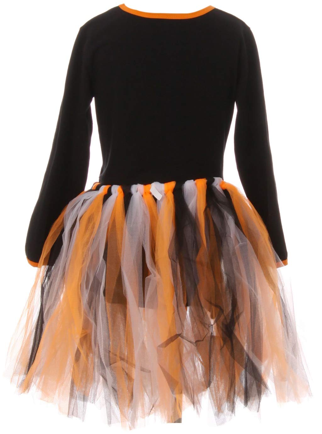 Halloween Long Sleeve Tutu Dress Set with Cute Smile Boo Print for Girls - Perfect for Trick-or-Treating, Costume Parties & Spooky Photo Shoots