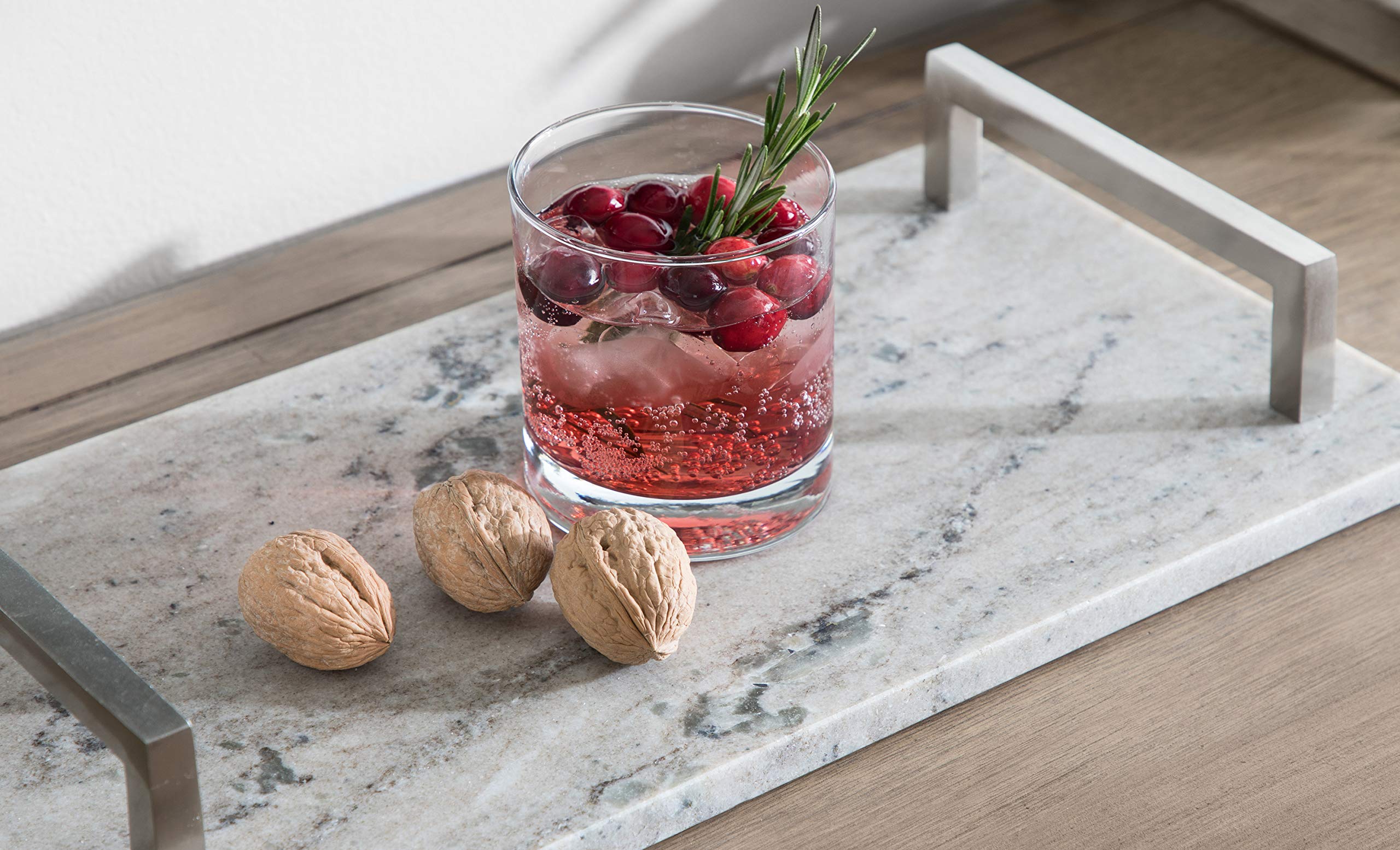 Kate & Laurel Graycott Modern Marble Tray 8x16 Inches - Beige Decorative Serving Tray for Vanity, Ottoman, Coffee Table | Elegant Home Decor & Gift Idea