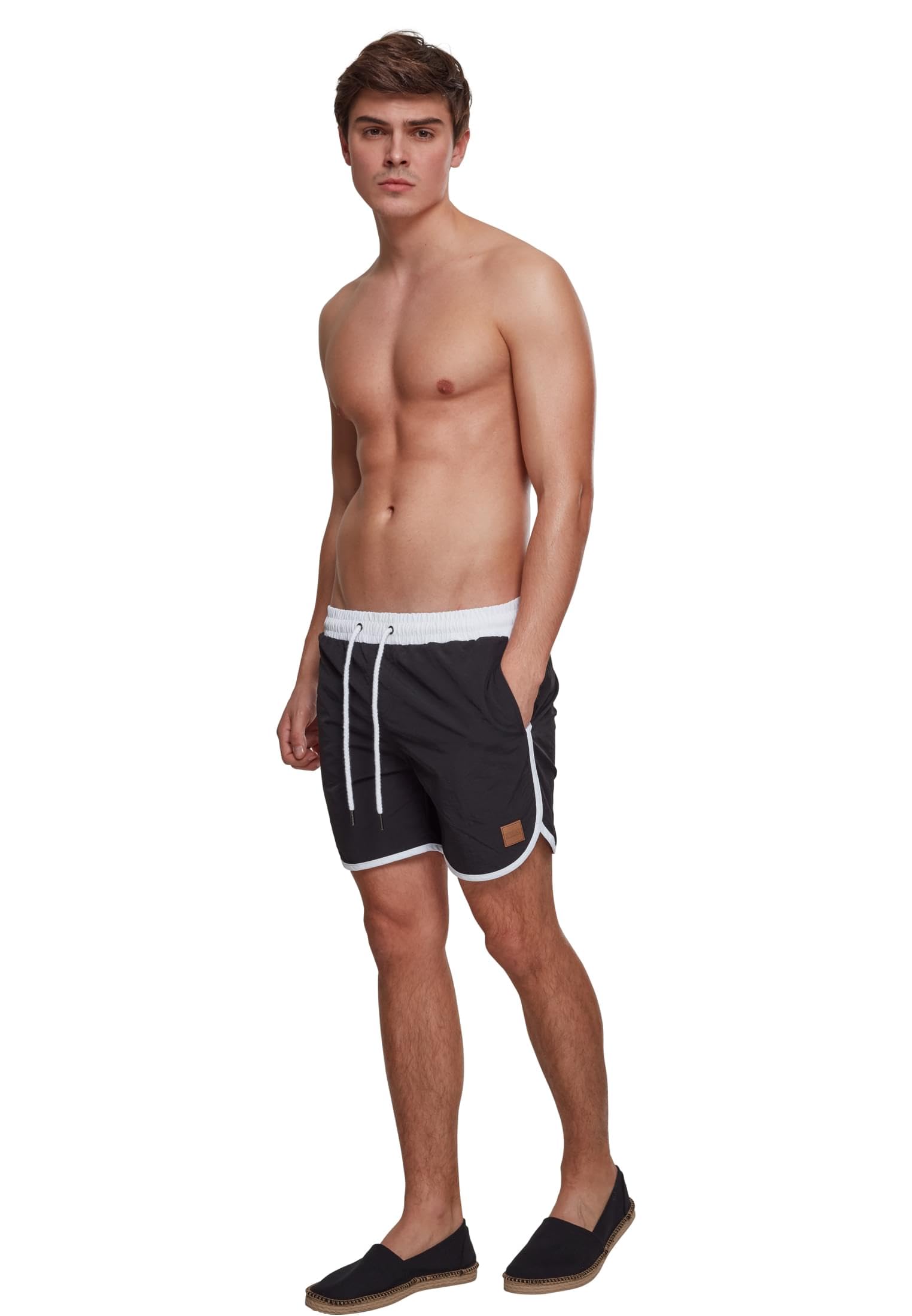 Vintage Retro Swim Shorts for Men - Black Quick-Dry Beach Swim Trunks - XXL Size for Swimming, Surfing & Summer Vacation