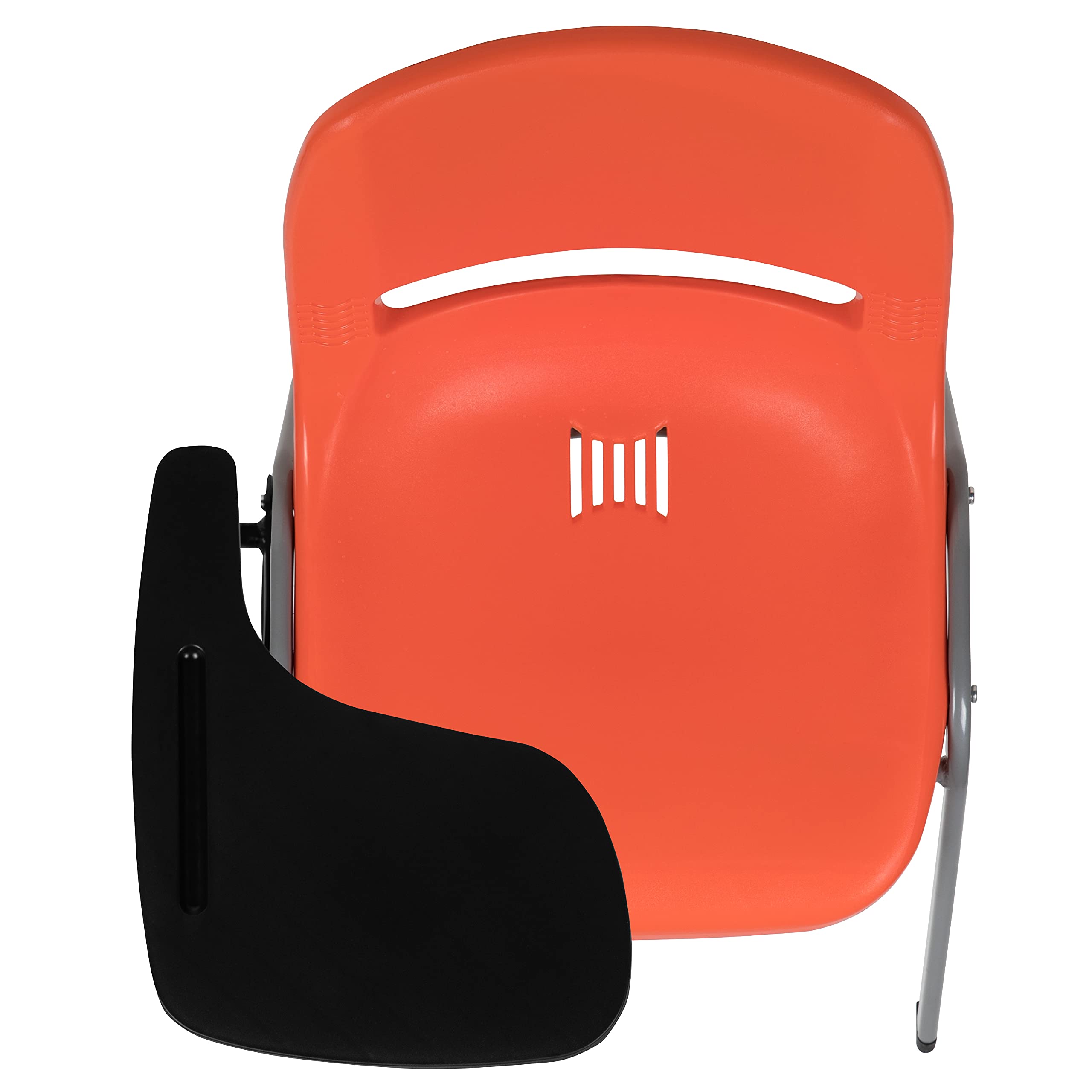 EMMA + OLIVER Orange Ergonomic Shell Chair with Right-Handed Flip-Up Tablet Arm - Comfortable Office Chair for Home & Work, Perfect for Studying, Gaming, and Remote Work