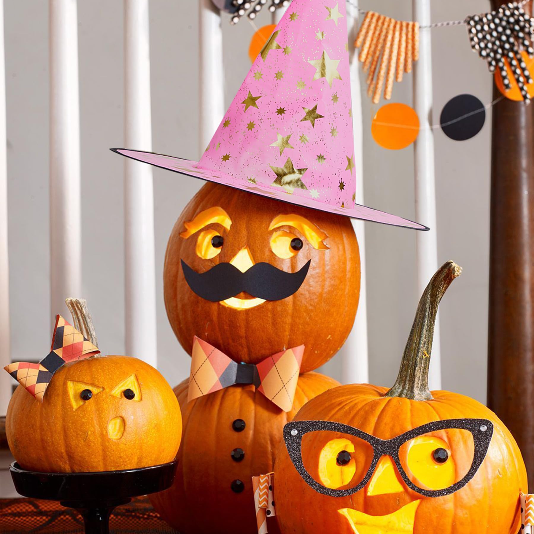 Zando Halloween Witch Hat for Kids, Boys, Girls & Women - Star Print Wizard Hat Costume Accessory for Witch Decorations & Dress Up - Perfect for Halloween Parties, Trick or Treating & Cosplay