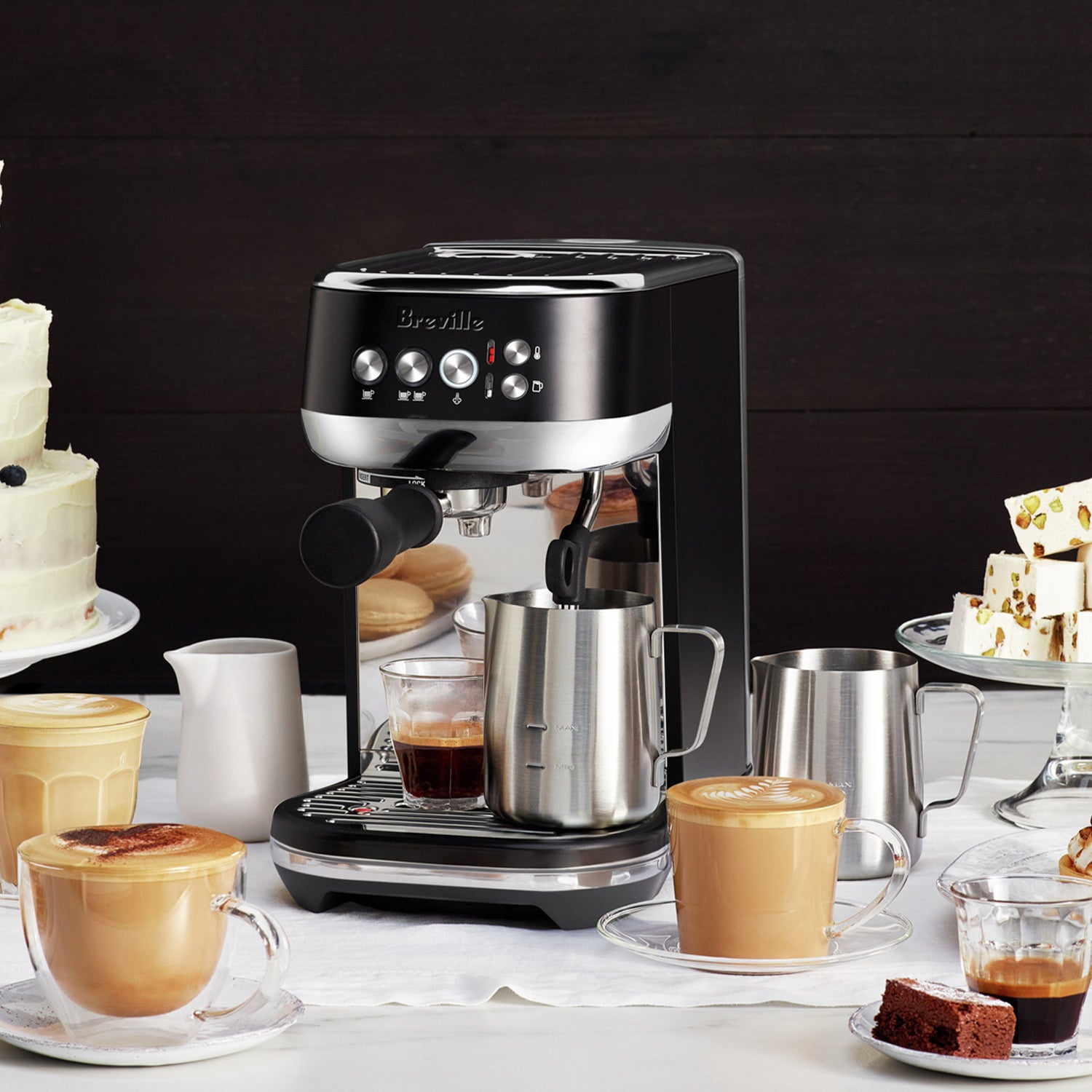 Breville Bambino Plus Automatic Espresso Machine with Milk Frother - Black Truffle (BES500BTR1BCA1) | Compact Barista-Quality Coffee Maker for Home & Office Use