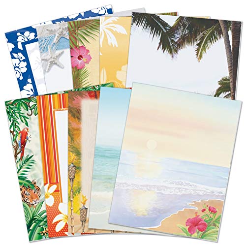 Premium Tropical Ocean Beach Stationery Set - 100 Sheets of 8.5