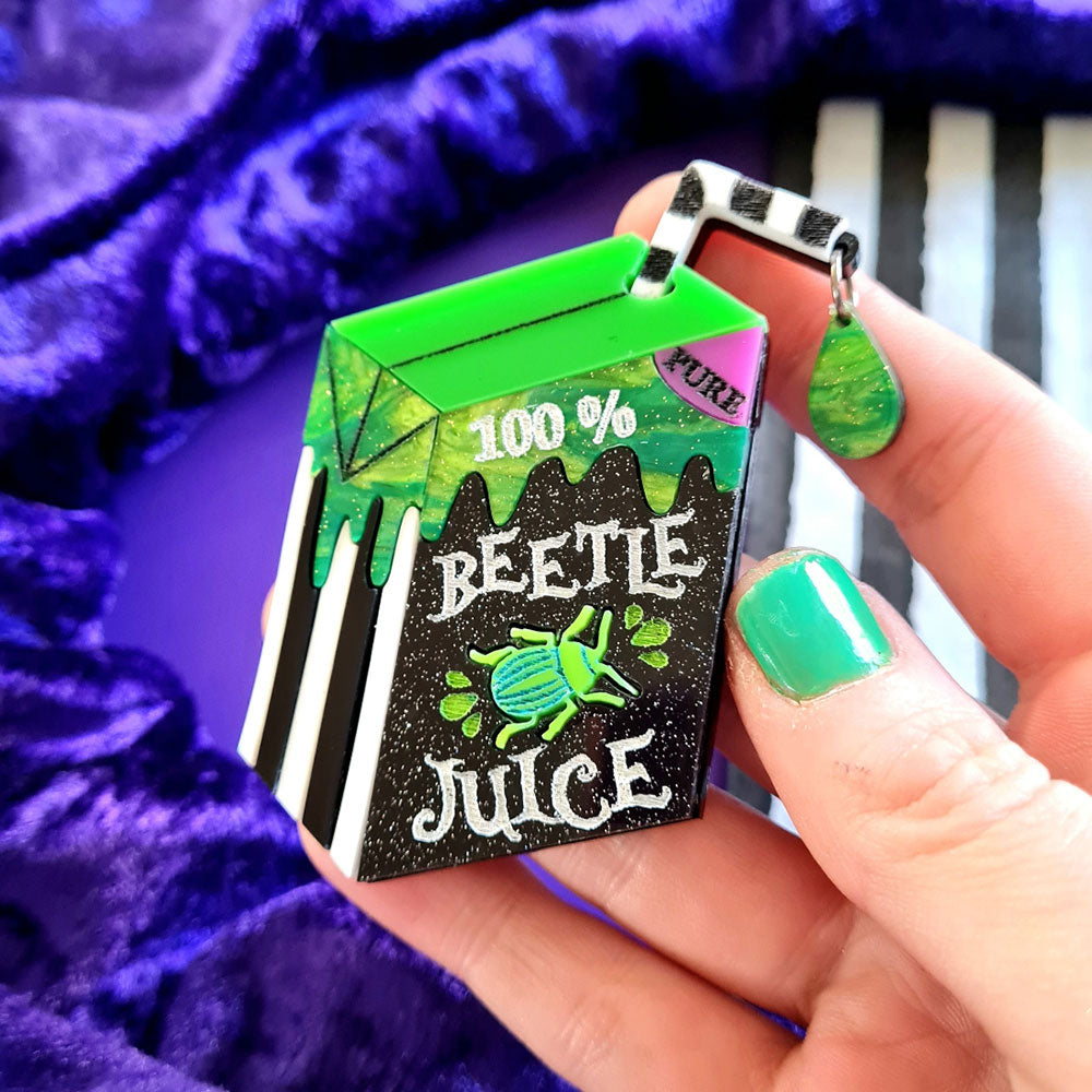 Cherryloco Beetle Juice Necklace - Unique Gothic Jewelry for Women, Handmade Resin Pendant with Beetle Design - Perfect for Halloween, Cosplay, and Alternative Fashion Lovers