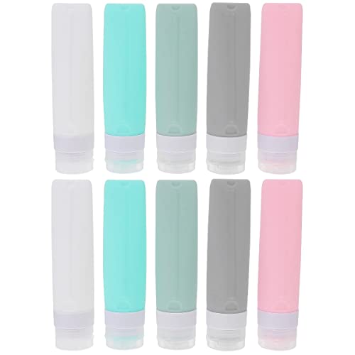 FOMIYES 10-Pack 80ml Refillable Silicone Travel Bottles with Flip Caps - Leakproof Squeeze Bottles for Shampoo, Lotion & Cosmetics | Perfect for Toiletries, Makeup & Travel Accessories (Assorted Colors)
