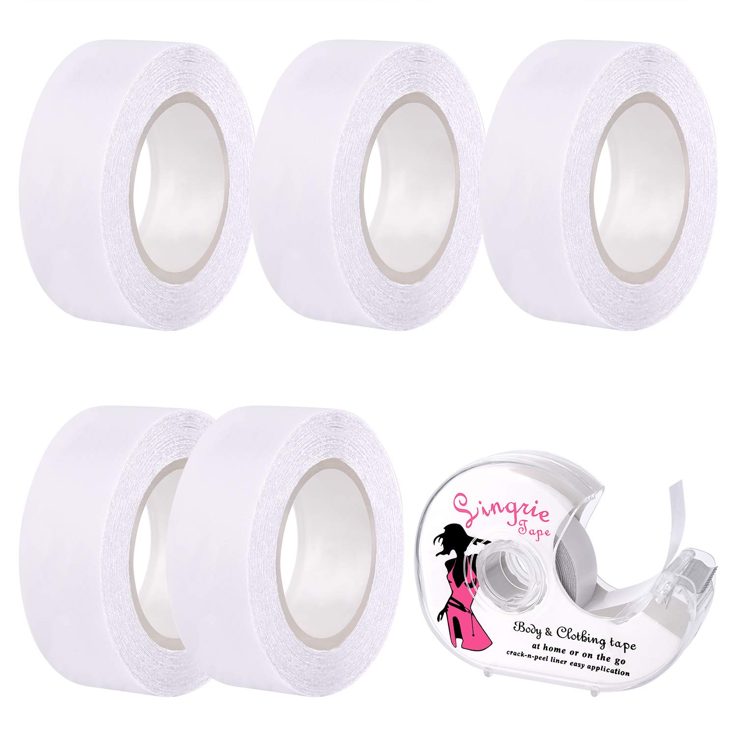 TUPARKA 6 Rolls Double Sided Body Tape for Clothes - 30M Lingerie Tape, Secret Bra Tape, Nipple Covers & Butt Pads with Dispenser | Invisible Wardrobe Solution for Dresses, Swimsuits & Formal Wear