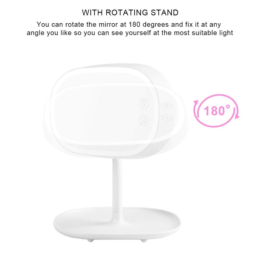 Akozon 2-in-1 LED Ring Light Makeup Mirror & Desk Lamp - Adjustable Rechargeable Dimmable Lighting for YouTube Live Stream, Makeup Studio, Photography, Selfie, Tattoo Artist - Perfect for Home Office & Beauty Salon (White)