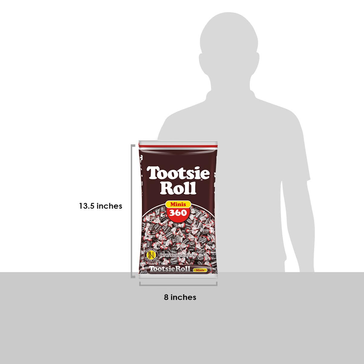 Tootsie Roll Midgees - Chewy Chocolate Gluten-Free Candy Minis - Bulk Bag of 360 Individually Wrapped Candies for Kids, Parties, Classroom & Halloween Treats - Perfect for Birthday Favors, Office Snacks & Holiday Gift Bags