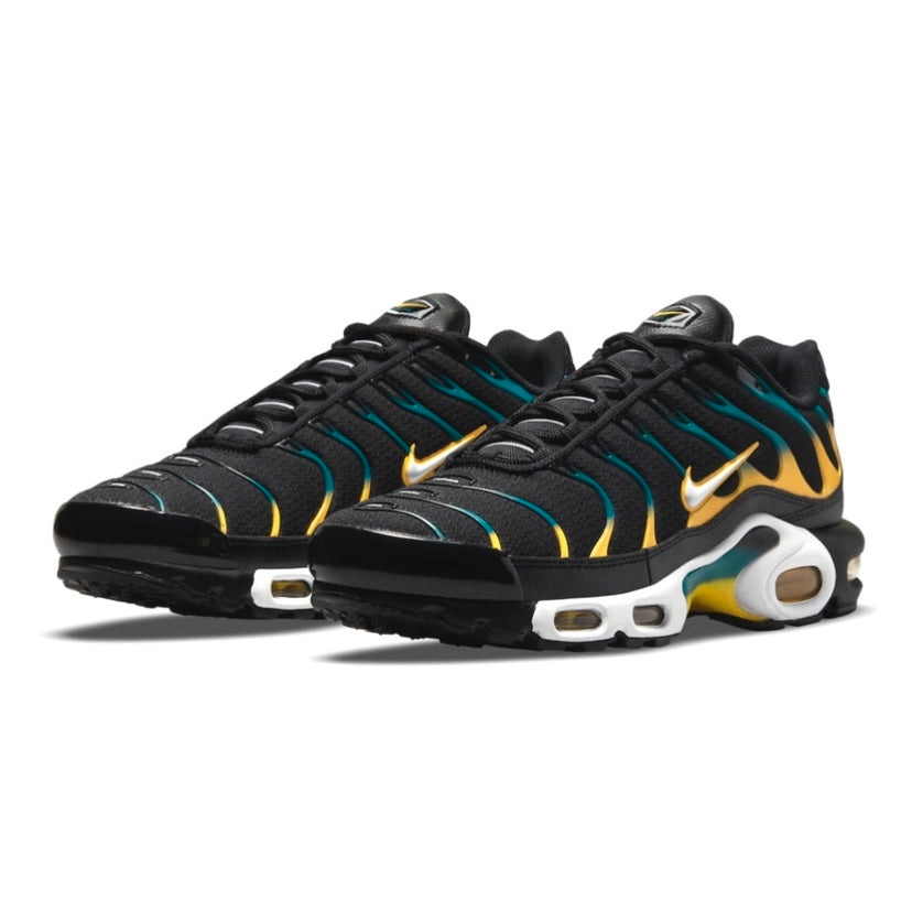 Nike Air Max Plus Running Shoes for Men - Black/Teal/Yellow Colorway | Cushioned Comfort & Style for Jogging, Gym & Casual Wear
