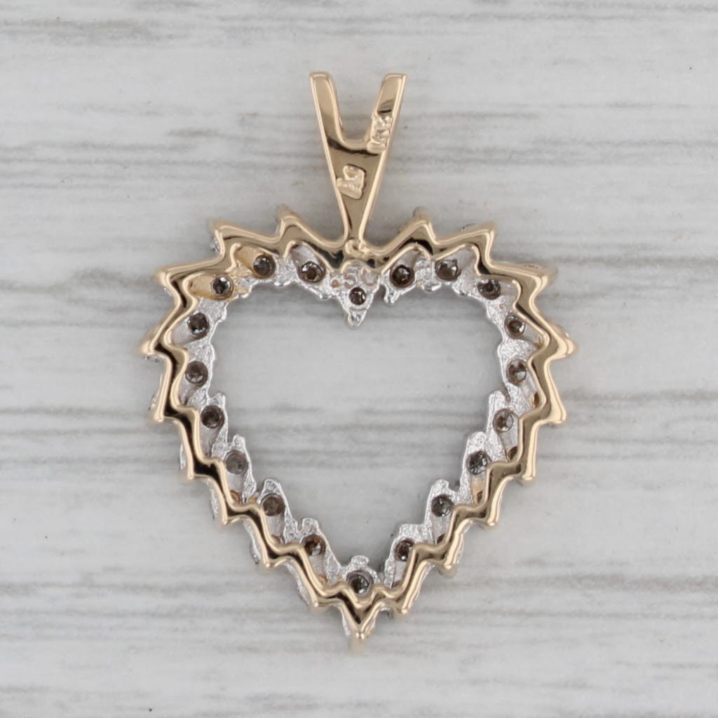 0.46ctw Diamond Heart Pendant Necklace in 14K Yellow Gold - Elegant Jewelry Gift for Women, Perfect for Valentine's Day & Anniversary