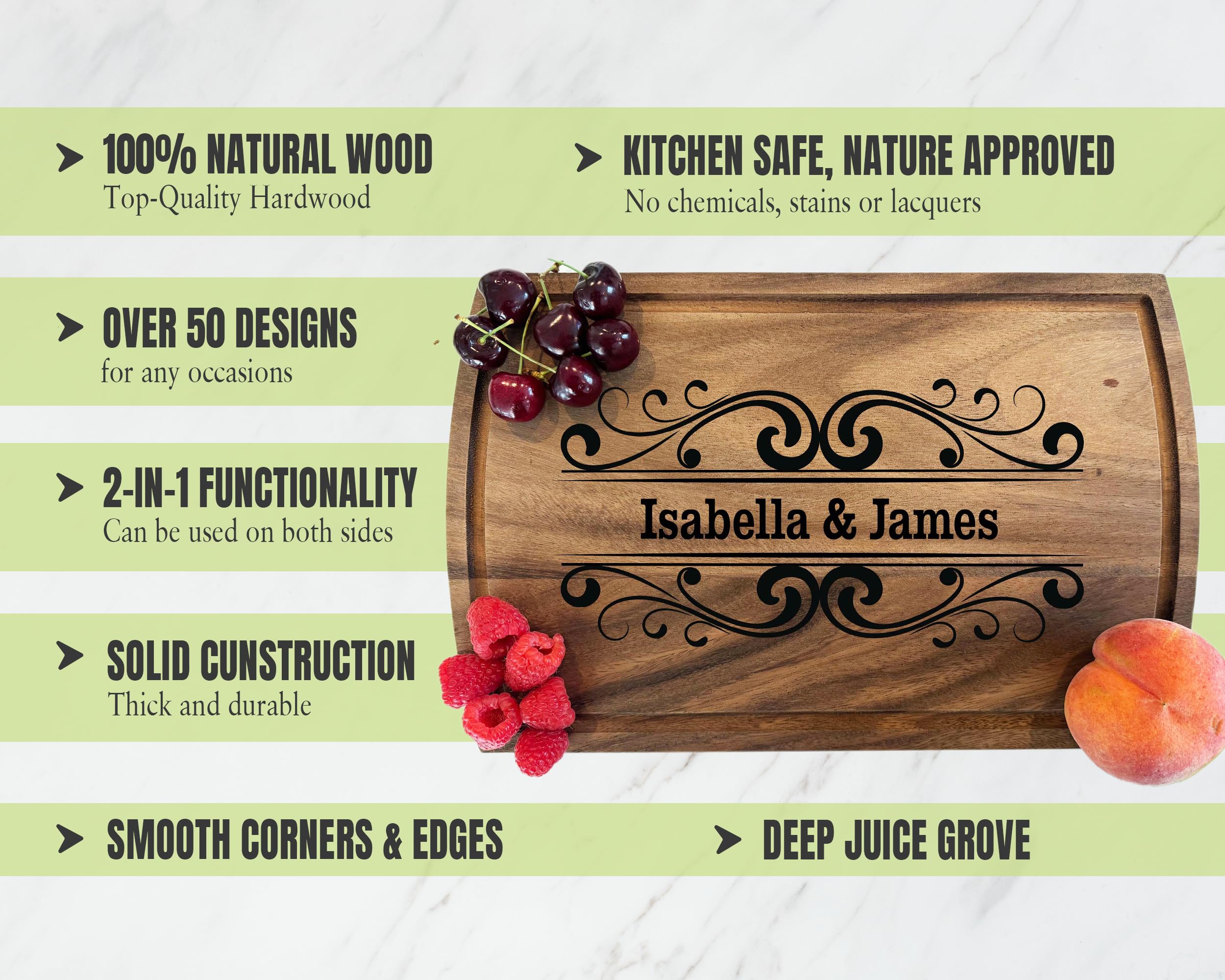 Personalized Engraved Wooden Cutting Board - Custom Wedding & Anniversary Gift for Couples - Charcuterie Cheese Board - Bridal Shower & Christmas Present - Perfect for Romantic Dinners & Housewarming Parties