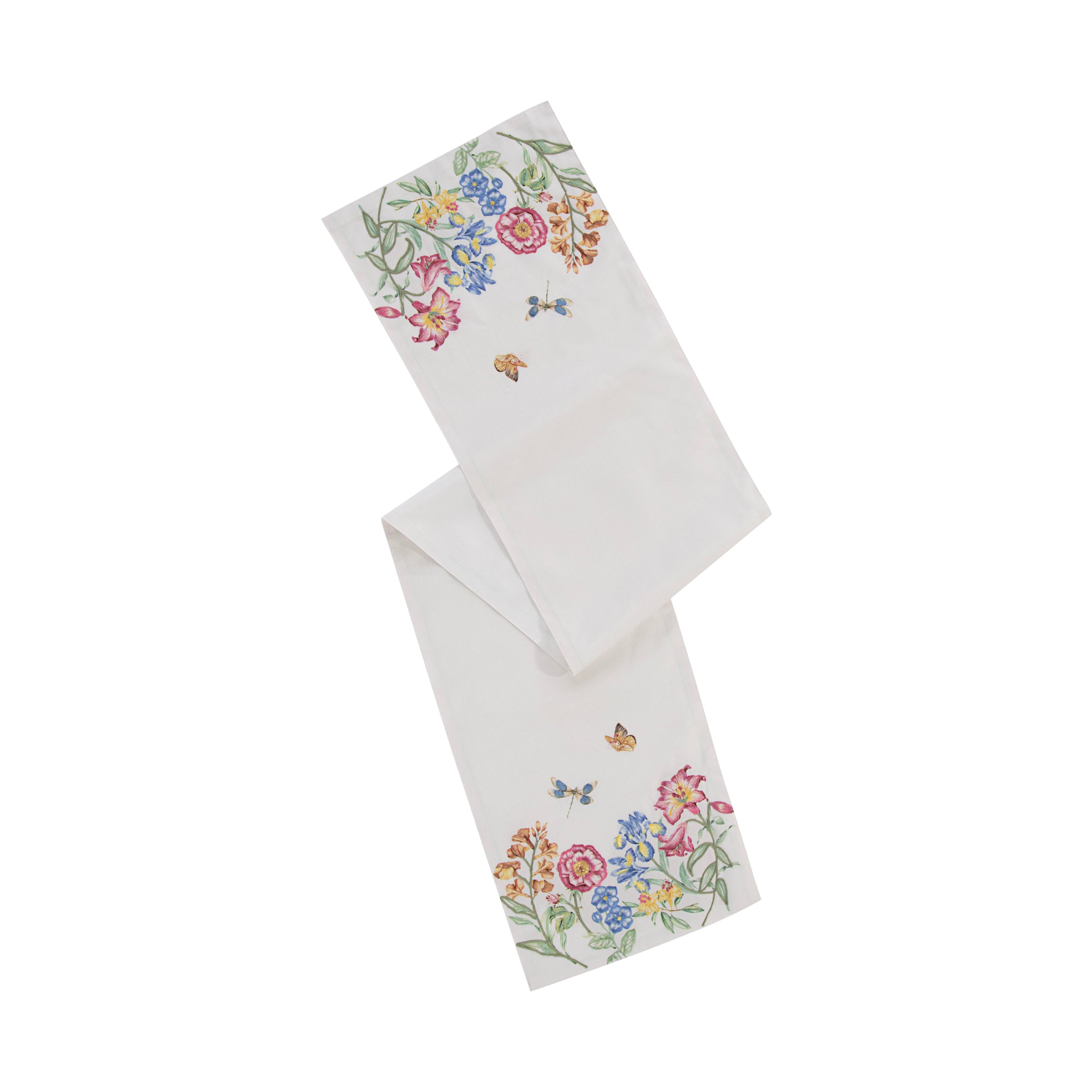 Butterfly Meadow Floral Embroidered Table Runner - Elegant Dining Decor for Weddings, Parties & Home Decor
