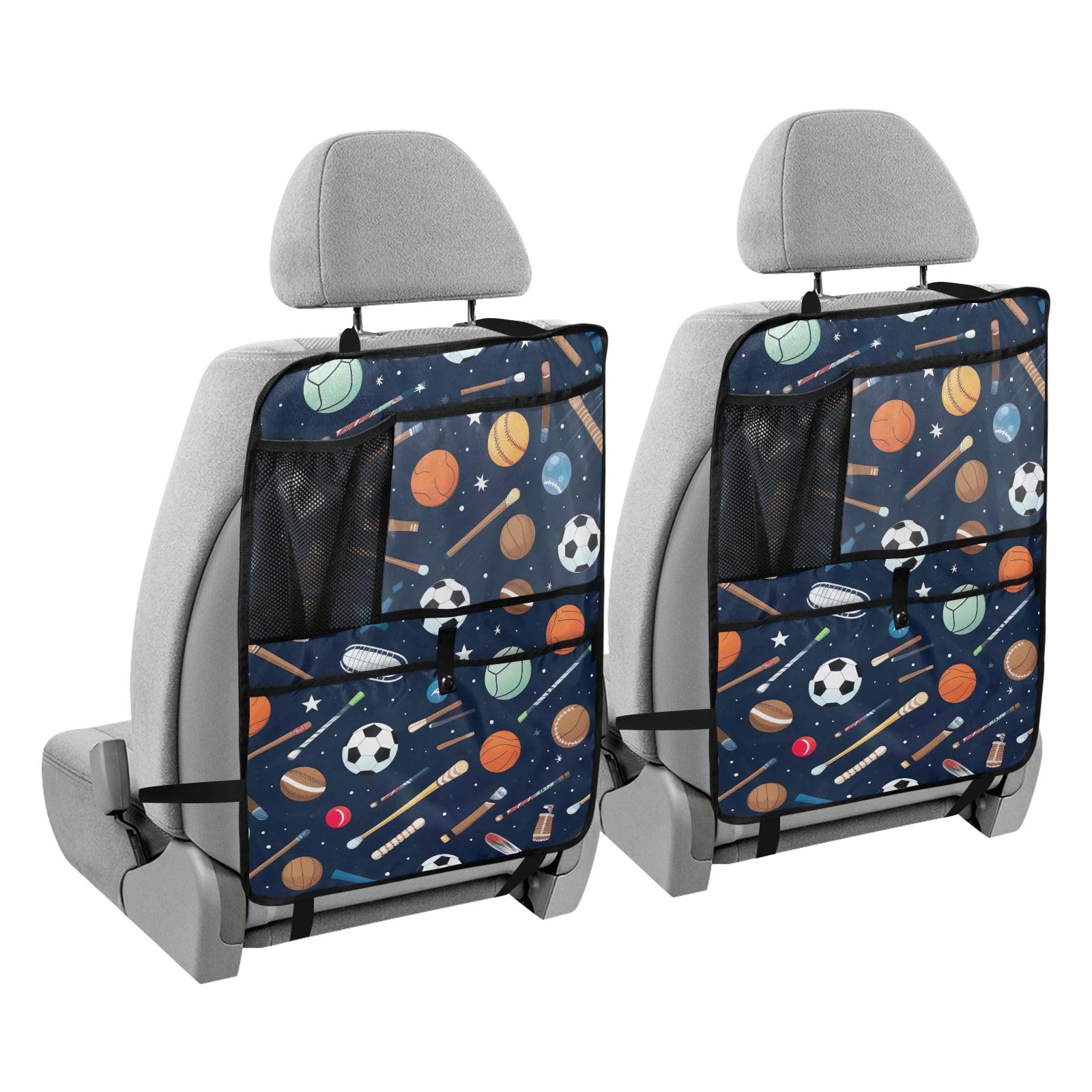 **Sinestour Waterproof Back Seat Protector for Cars - 2 Pack Kick Mats for Baseball, Soccer & Kids - Durable Seat Cover with Storage Pockets to Prevent Scratches & Dirt | Perfect for Family Road Trips, Pet Travel & Daily Commute**