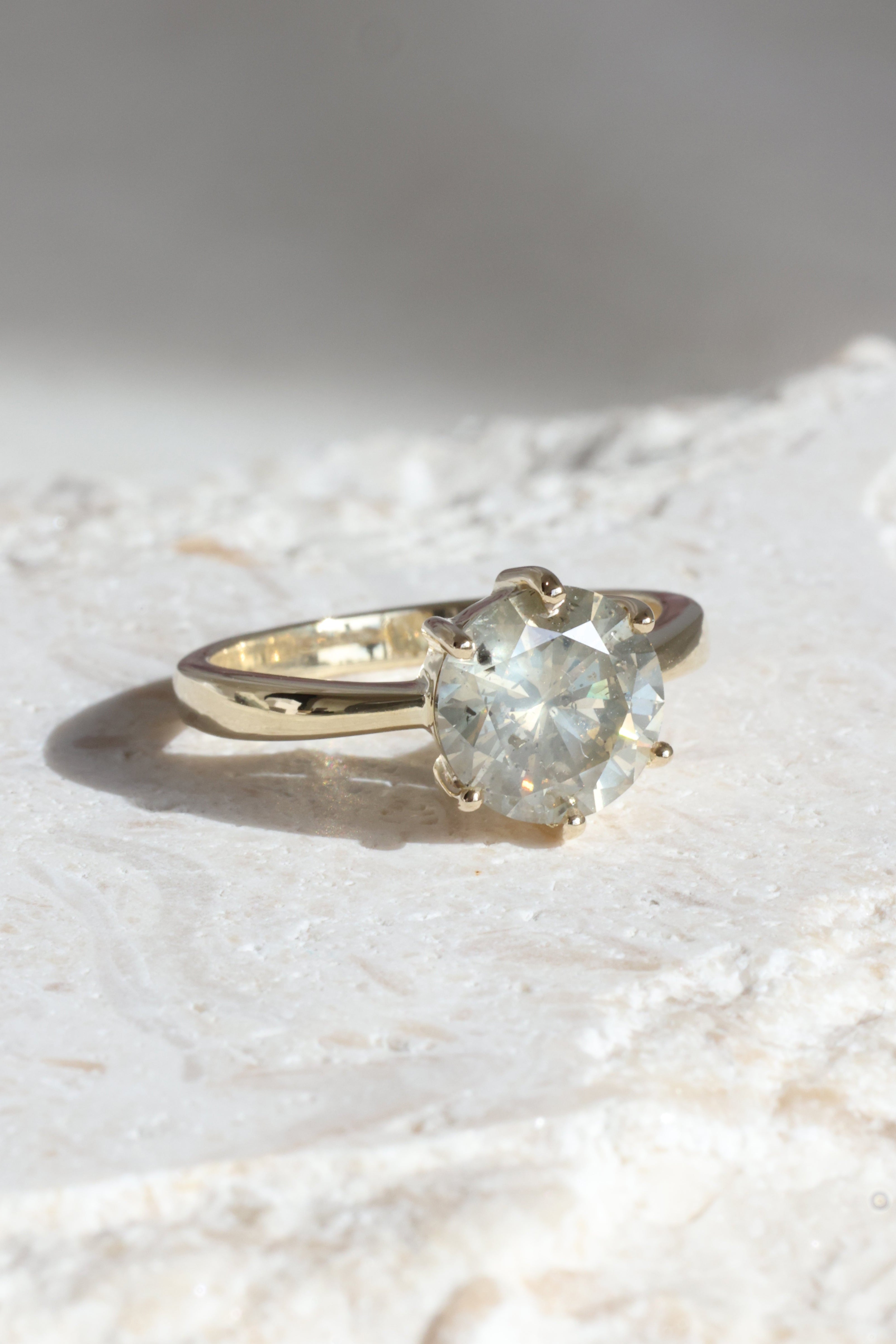 14K Yellow Gold Galaxy Solitaire Ring - Dainty Minimalist Stackable Band for Women - Perfect for Everyday Wear, Anniversary Gifts & Special Occasions