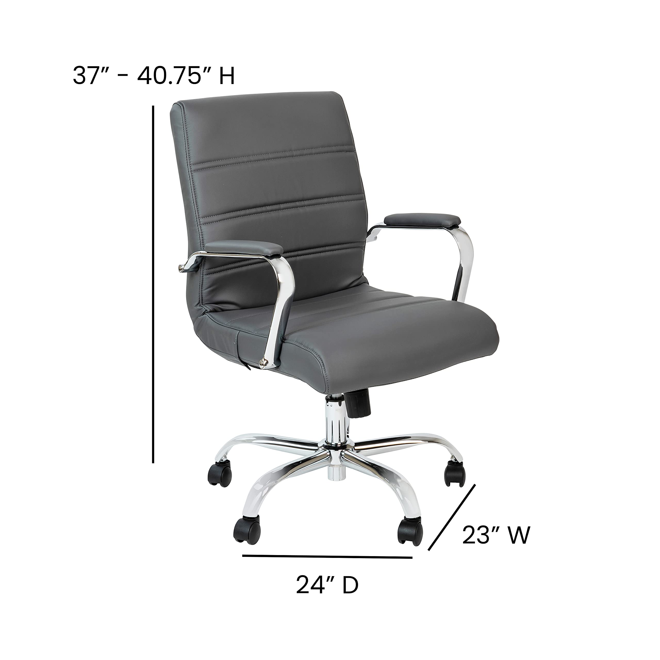 Whitney Mid-Back Swivel Office Chair - Adjustable Height, Padded Seat & Armrests for Home & Office
