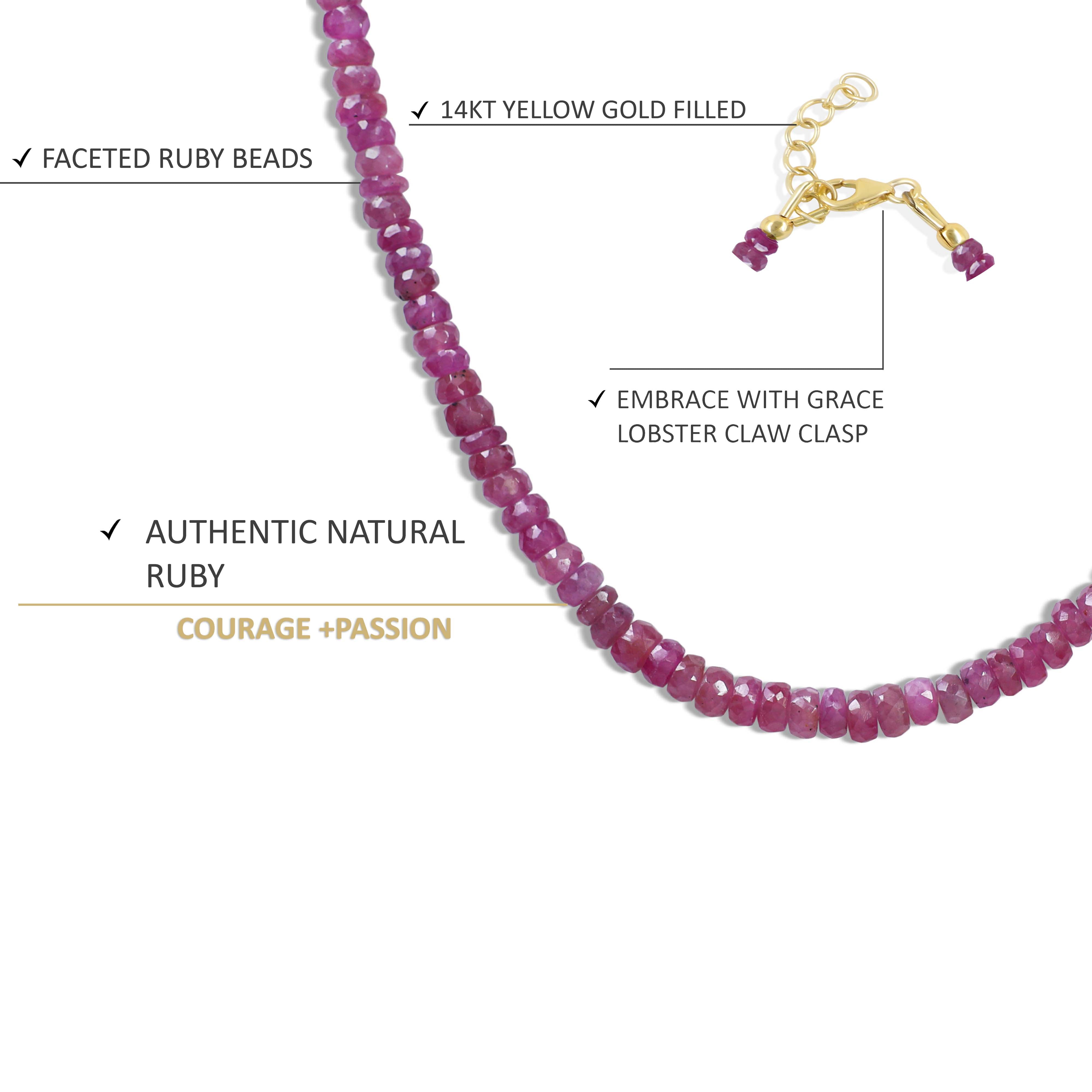 Natural Ruby Beaded Necklace - Elegant Valentine's Day Gift for Her, Anniversary Present, Birthstone Jewelry | Perfect for Romantic Dates, Weddings & Special Occasions