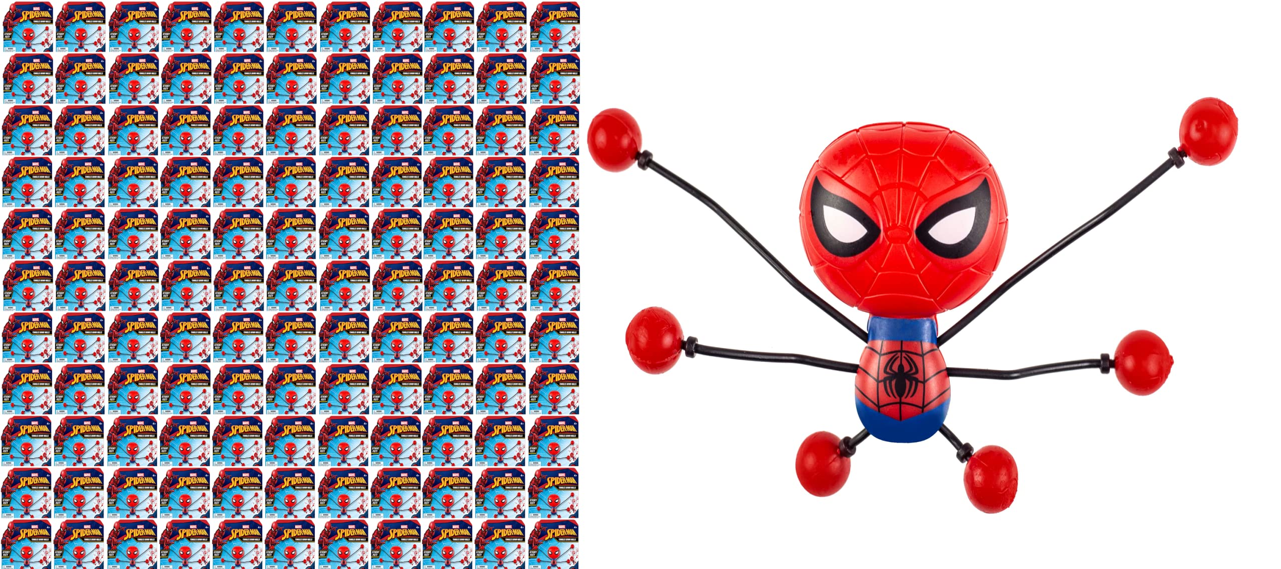 JA-RU Spiderman Stretchy Window-Crawler Toy (144 Pack) - Marvel Avengers Superhero Wall-Climbing & Window-Walking Fidget Toy - Fun Party Favors, Novelty Gifts for Kids - Great for Birthday Parties, Classroom Rewards & Stress Relief