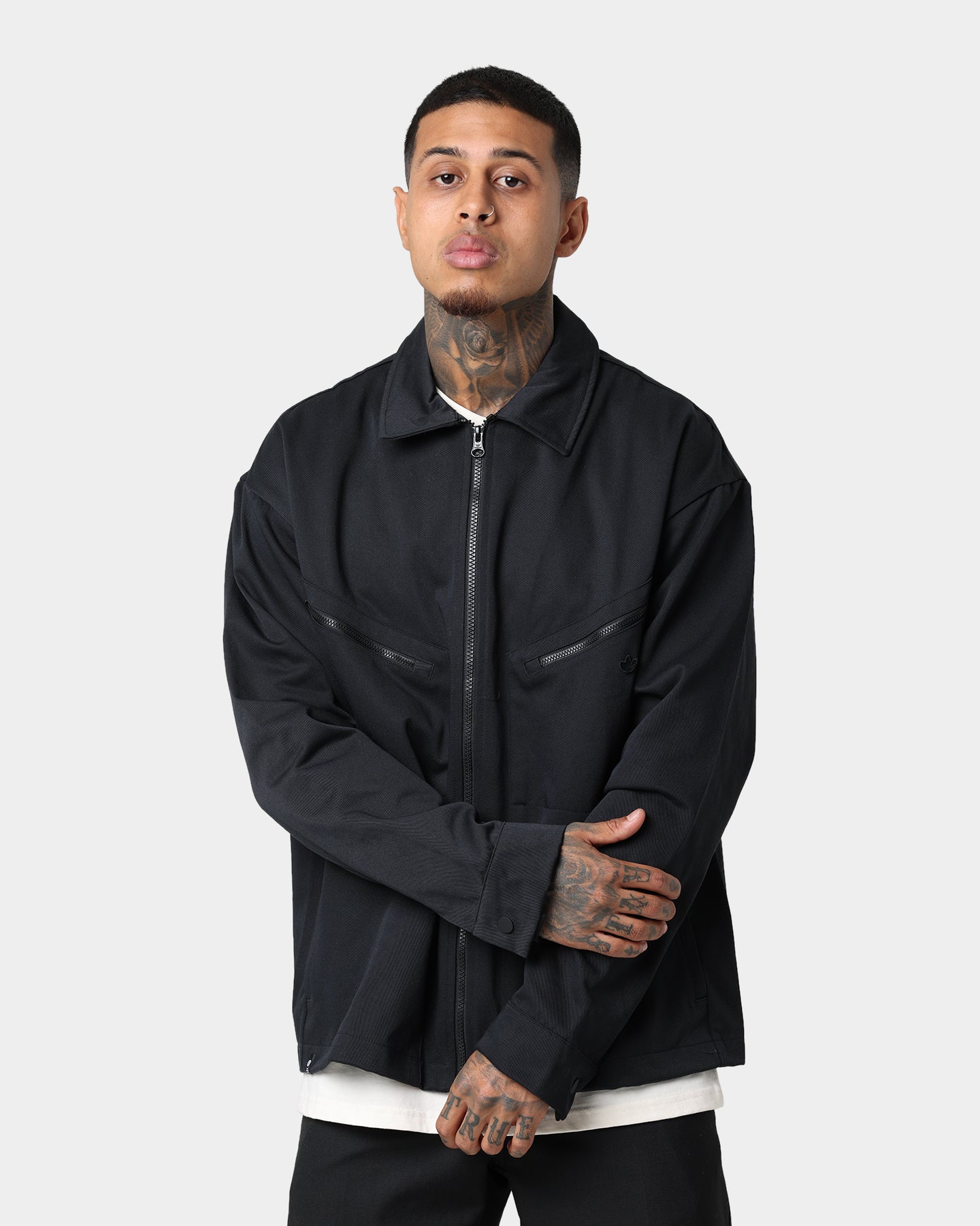 Adidas Trefoil Twill Blouson Jacket for Men - Black Windbreaker Lightweight Hooded Jacket for Running, Hiking & Casual Wear