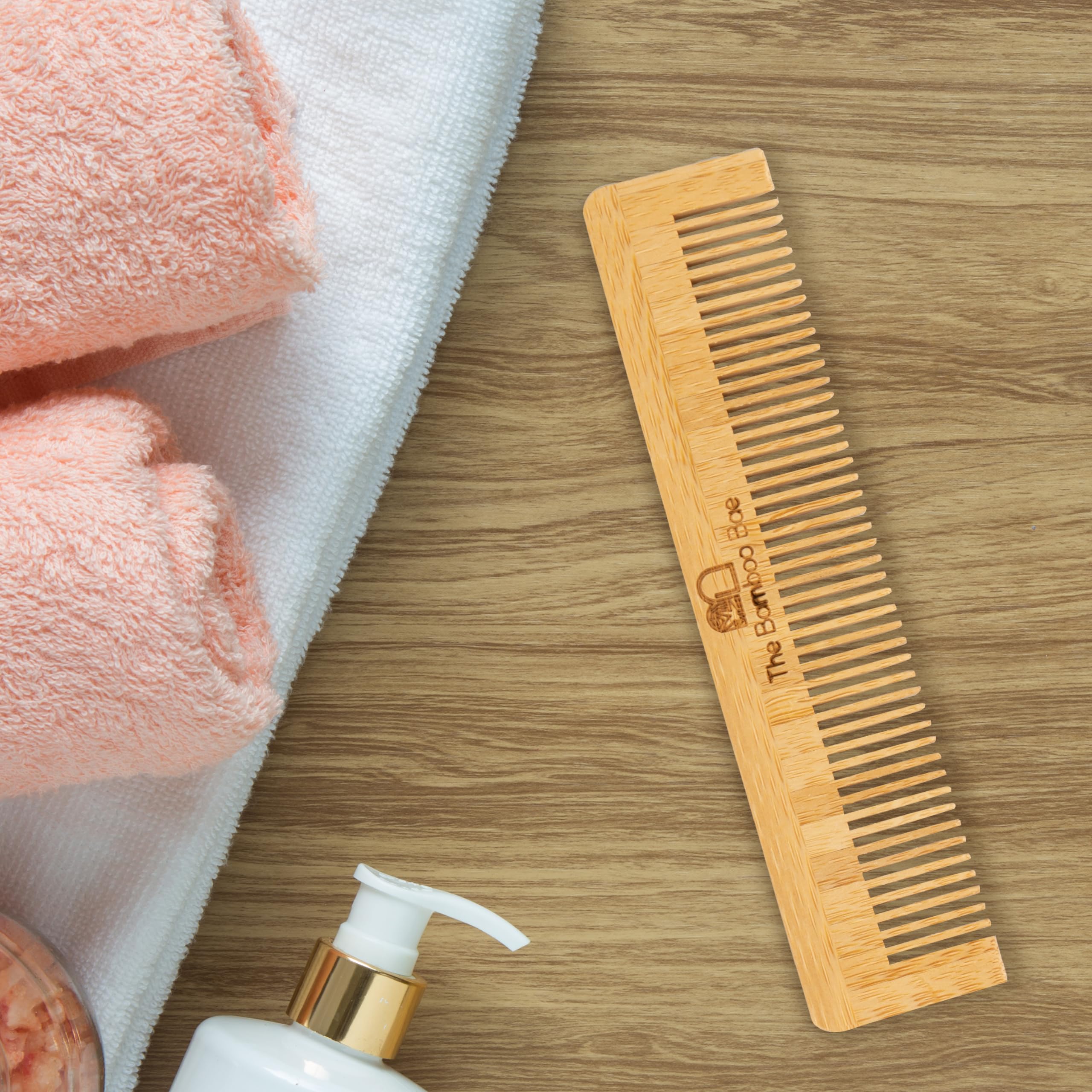 Natural Bamboo Hair Comb for Smooth Detangling - Handmade Wooden Pocket Comb for Travel, Anti-Static & Hair Growth - Perfect for Home, Office, Gym Bag & On-The-Go Styling