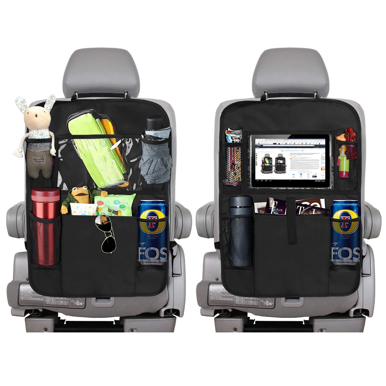 KNGUVTH Backseat Car Organizer & Kick Mats - 2 Pack Car Seat Back Protectors with 10