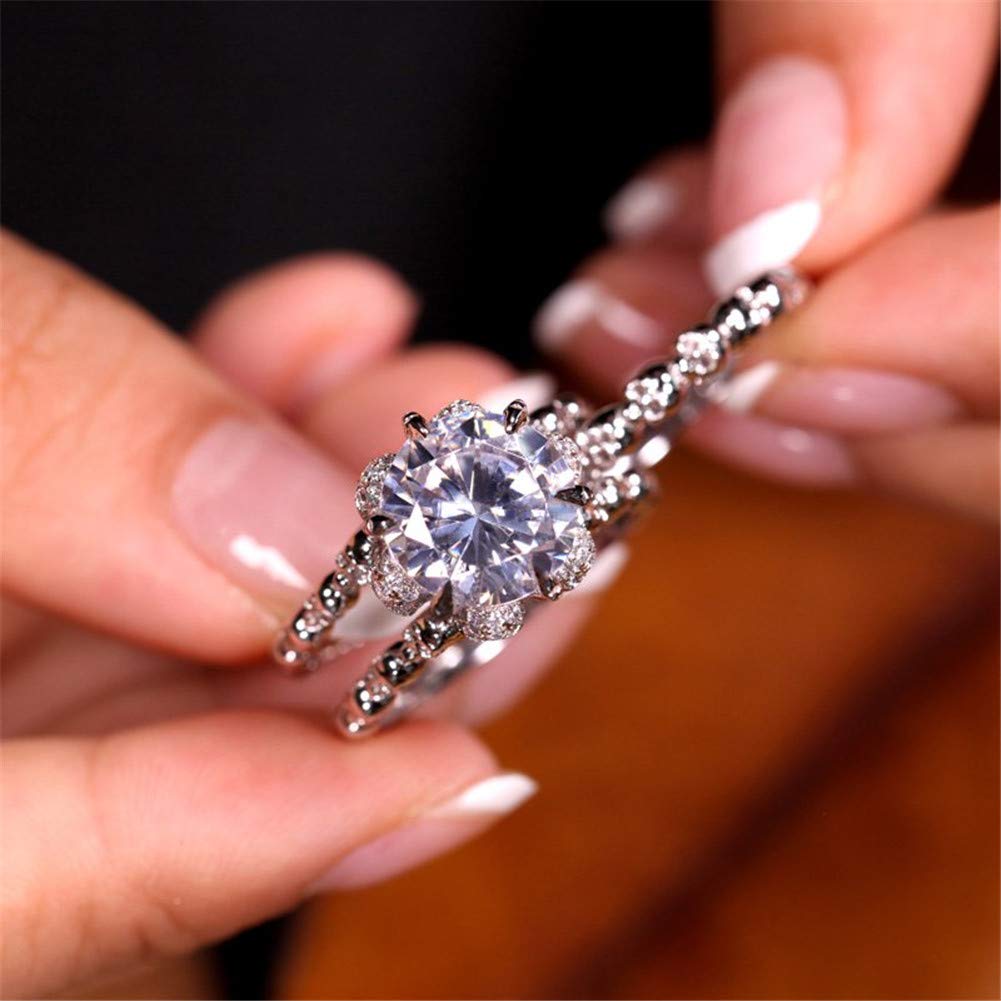 8.4 Carat Cubic Zirconia Wedding Ring Set - 925 Sterling Silver Round Cut Bridal Rings with Interchangeable Bands - Solitaire Engagement & Anniversary Promise Rings - Perfect for Proposals, Weddings, Vow Renewals & Romantic Gifts (Includes Jewelry Gift Box)