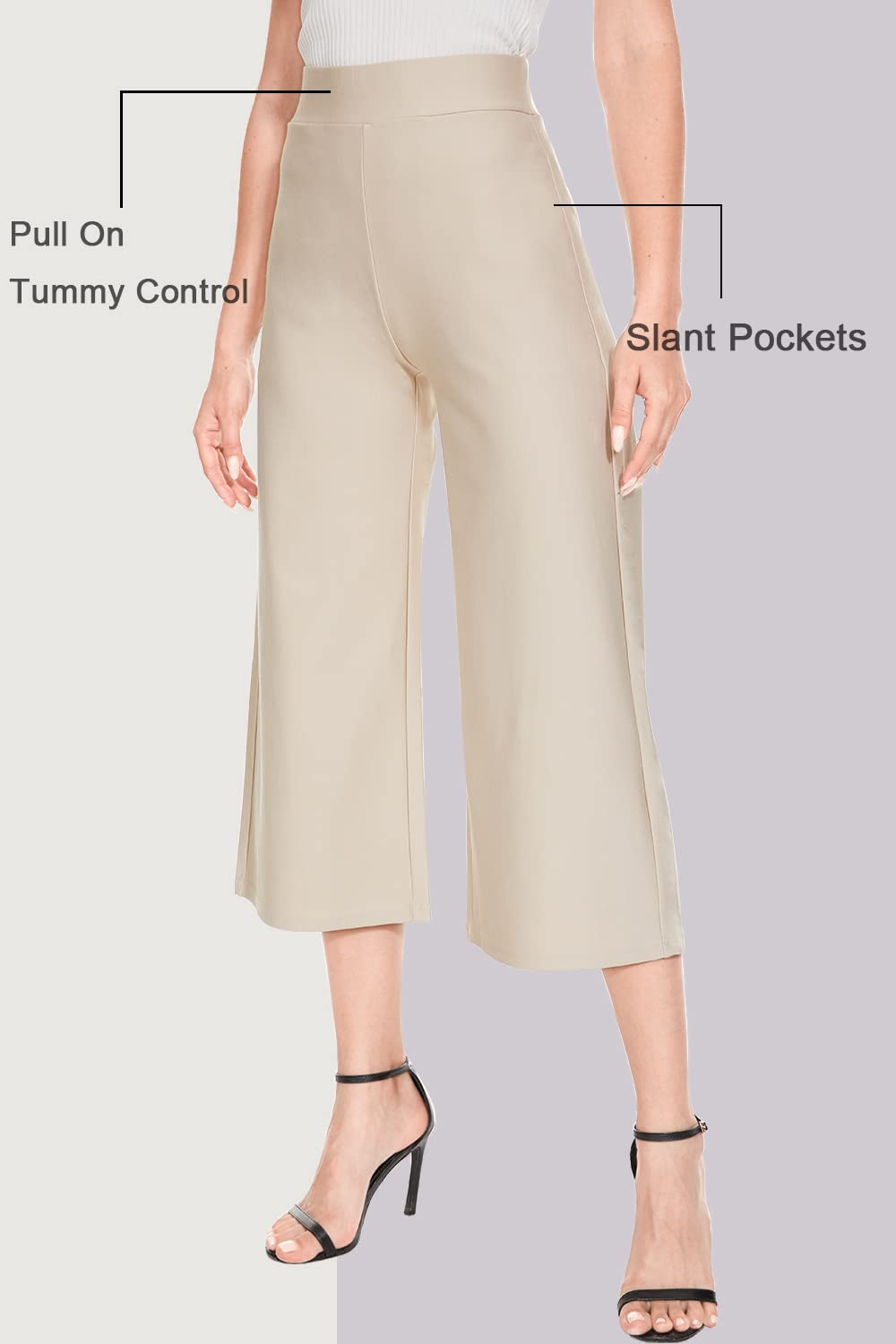 Tsful Women's Wide Leg High Waisted Dress Pants - Stretch Pull On Business Casual Work Slacks for Office & Summer | Perfect for Professional Wear & Comfortable Daily Outfits