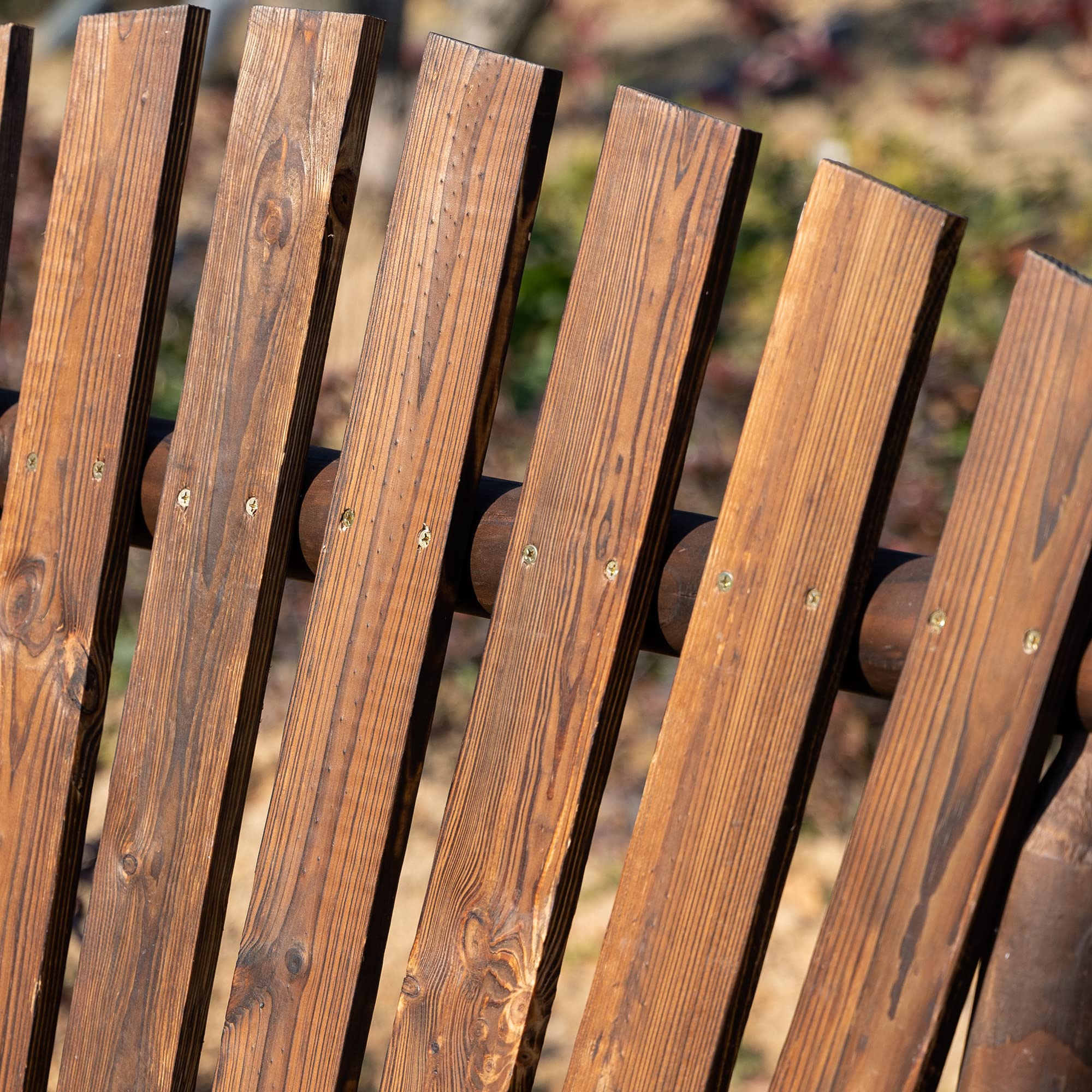 Outsunny Double-Person Outdoor Wooden Rocking Chair - Rustic High Back Adirondack Patio Chair with Slatted Seat & Backrest - Perfect for Backyard, Garden, Porch & Indoor Relaxation - Carbonized Finish for Durability