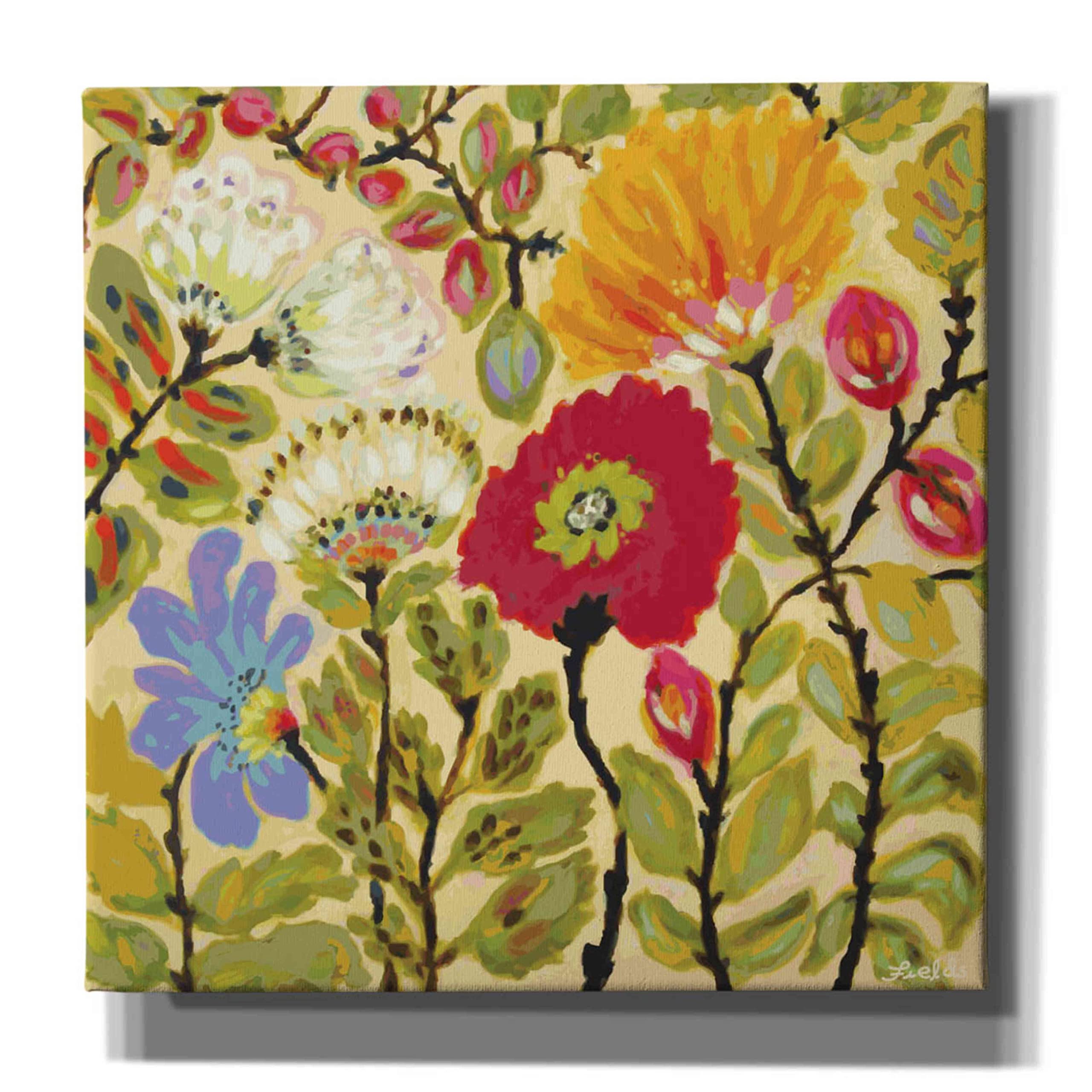 Karen Fields 'Autumn Fresh Garden' Giclee Canvas Wall Art - 37x37 Inch Fall Landscape Painting for Living Room, Bedroom & Office Decor