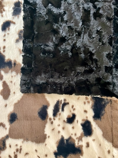 Pony Brown Sugar Black Luxe Adult X-Wide Minky Blanket 61x80 - Ultra Soft & Cozy Throw for Bed, Couch, and Travel