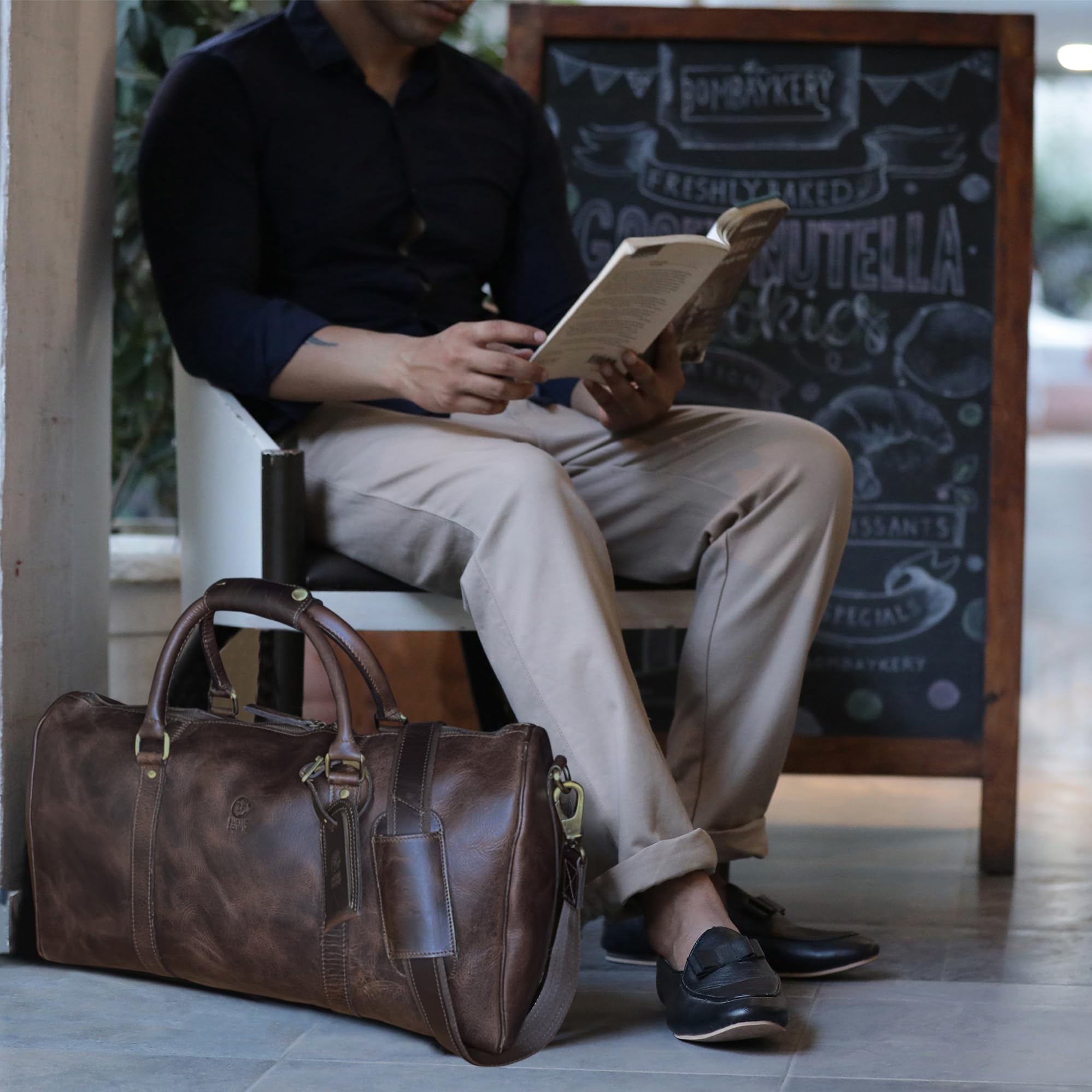 Premium Full Grain Leather Duffle Bag for Men - 20